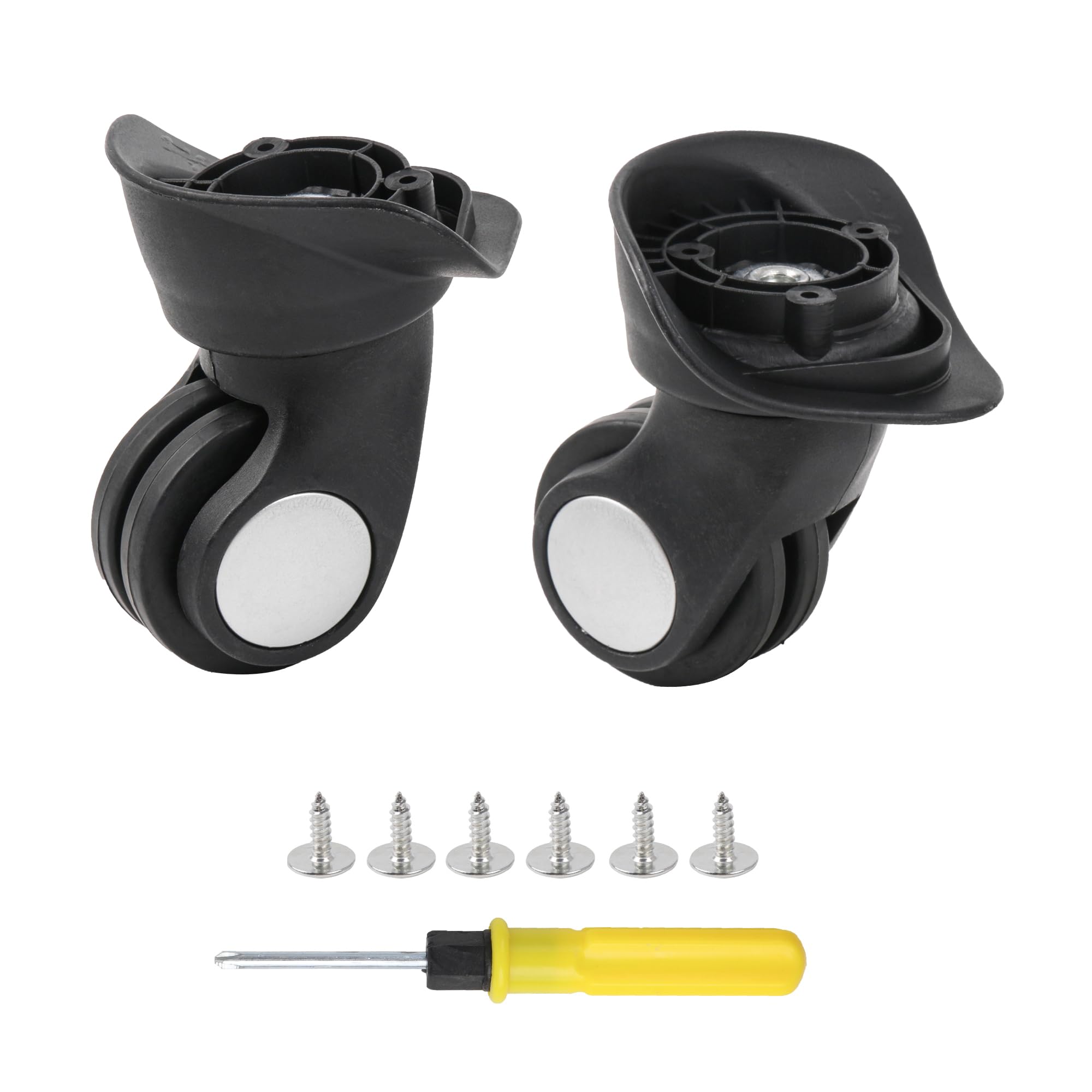 BQLZR Black Spinner Luggage Wheels - Left & Right Plastic Swivel Caster Wheels with 3 Holes (1.22