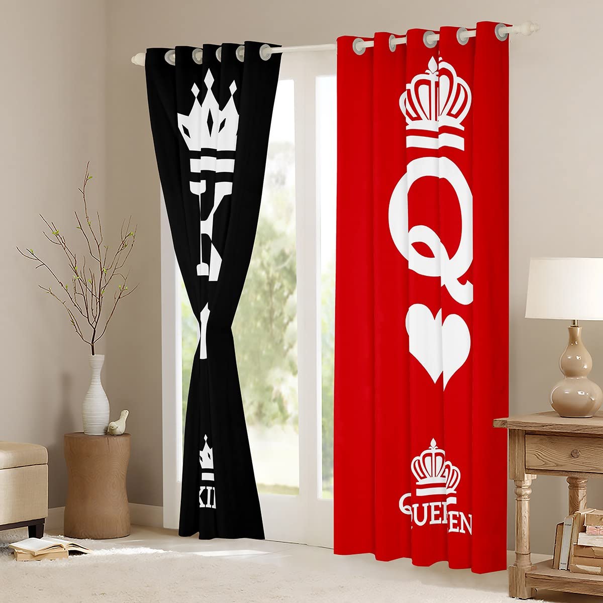 Feelyou Blackout Curtains for Bedroom - 52x84 Inch Darkening Drapes, 2 Panels Set, Romantic Couple Lovers Window Treatments for Valentine's Day, Living Room & Bedroom Decor - Perfect for Light Blocking, Privacy & Modern Home Decor