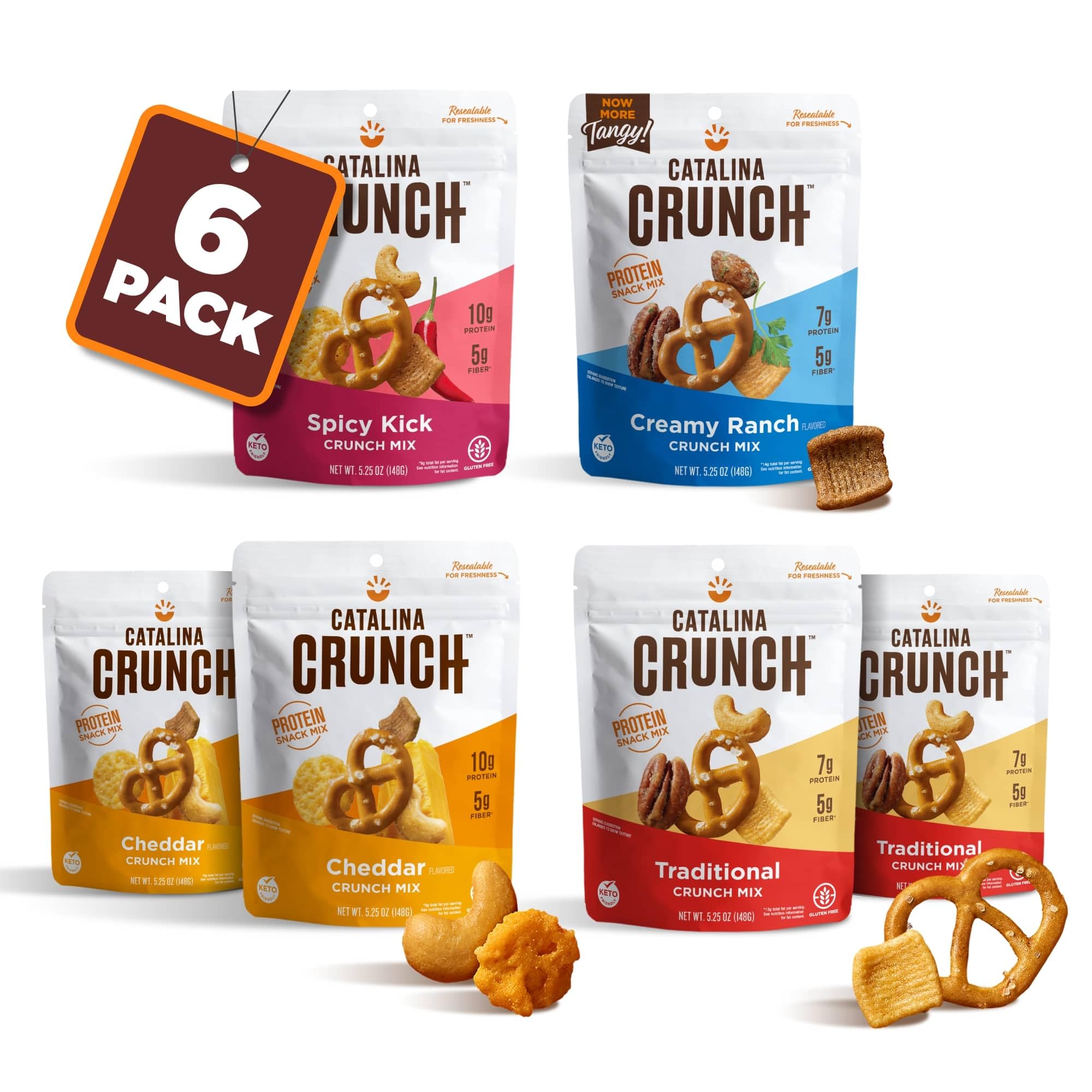 Catalina Crunch High Fiber Protein Snack Mix Variety Pack - Keto Friendly, Low Carb, Gluten Free | Perfect for On-the-Go, Office Snacks & Healthy Lifestyle (Pack of 6)