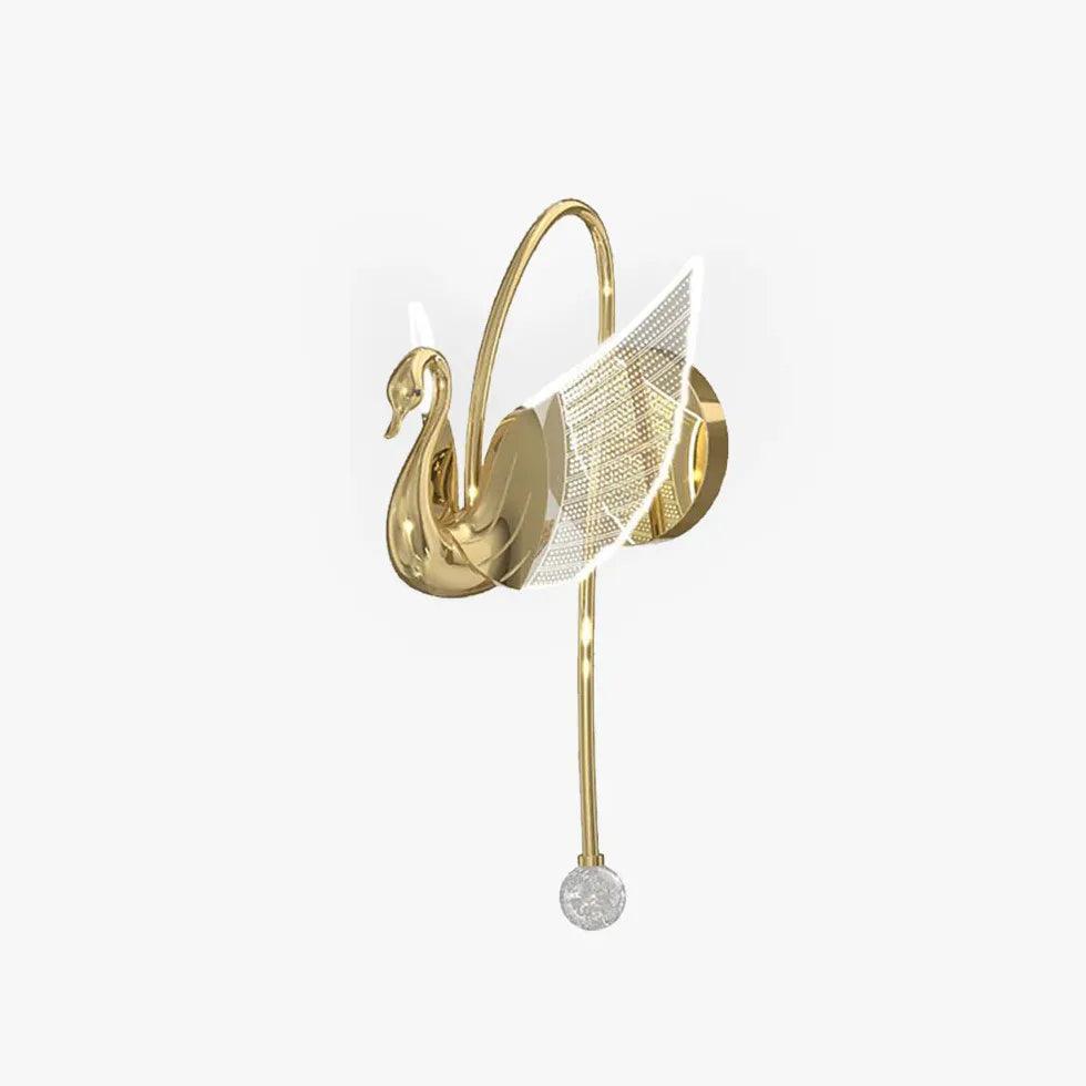 Modern Gold Swan Plug-in Wall Sconce Light - Elegant Plug-in Wall Lamp for Bedroom, Living Room, Hallway & Home Decor