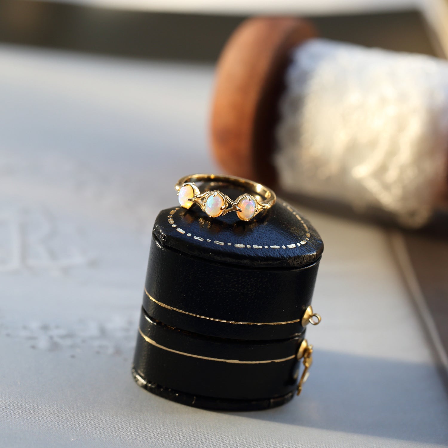 14K Gold 3 Stone Opal Rings for Libra Birthstone | Elegant Zodiac Jewelry for Women | Perfect Gift for Birthday, Anniversary & Special Occasions