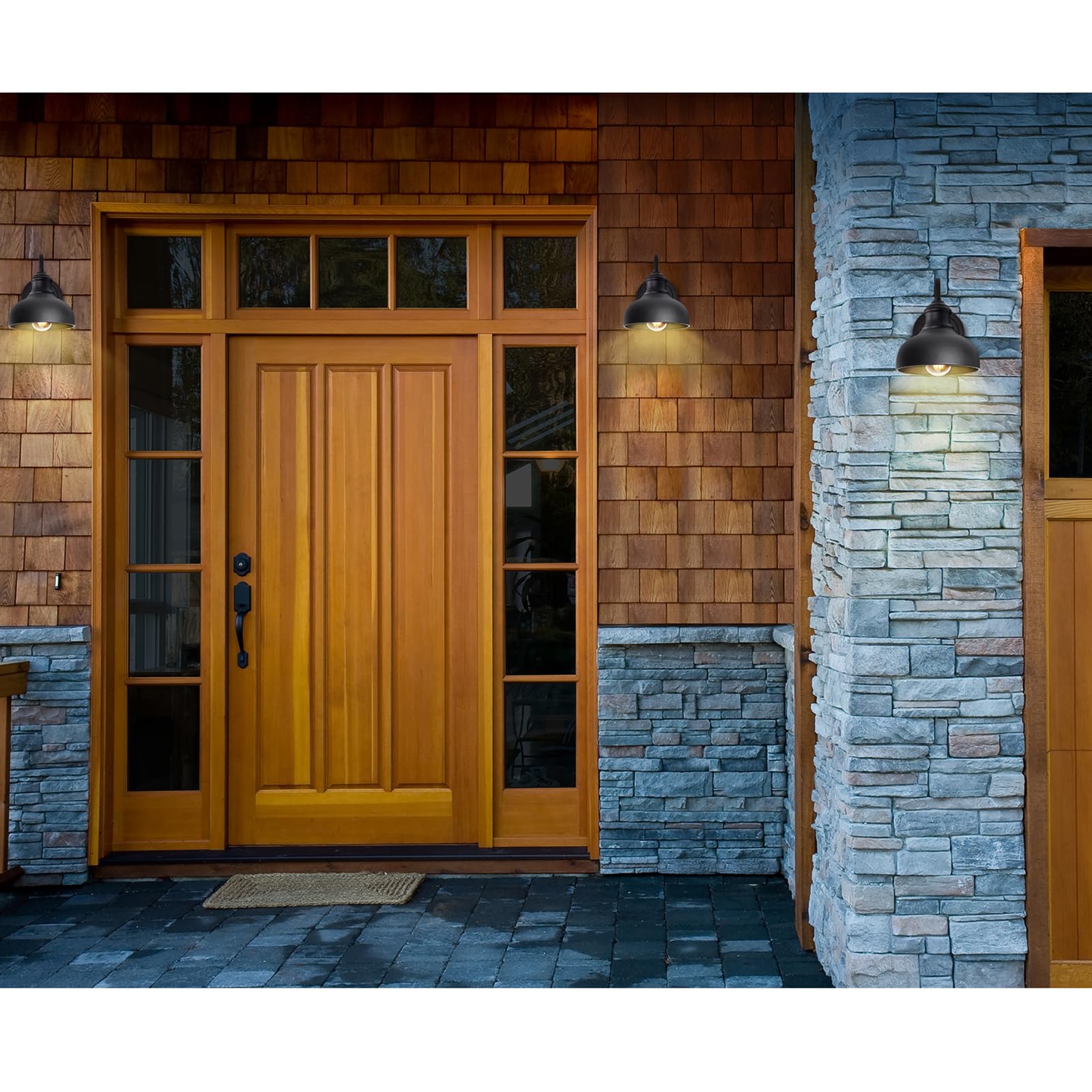 INNOSPARX 7'' Outdoor Barn Light - 2 Pack Black Dusk to Dawn Gooseneck Wall Mount Exterior Lighting for Front Door, Farmhouse, Shed & Garage - Weatherproof Outdoor Wall Sconce with Sensor for Porch, Patio & Entryway