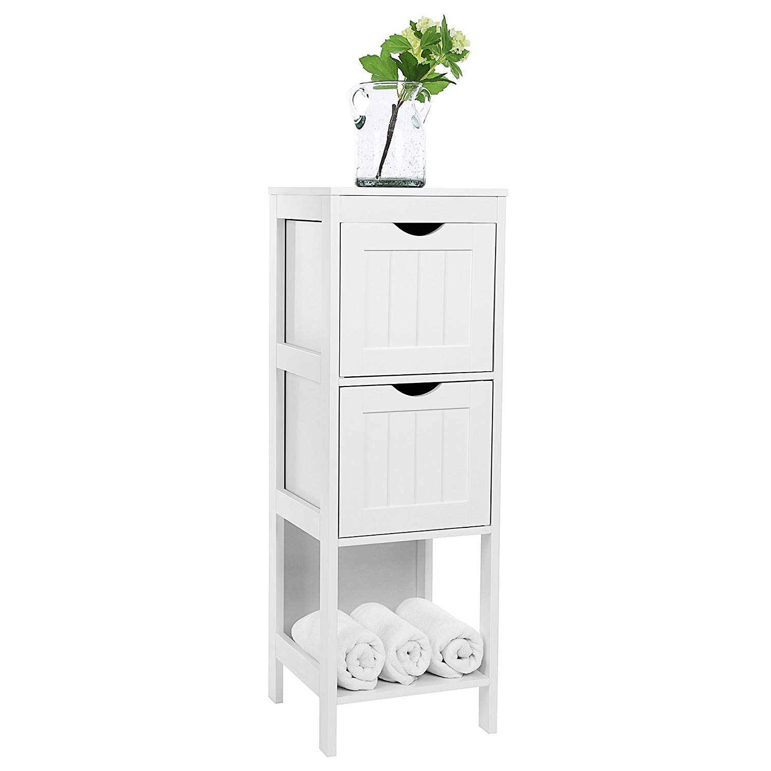 Wooden Bathroom Floor Cabinet with 2 Drawers & Open Shelf - Free Standing Storage Organizer for Bathroom, Kitchen, Office & Bedroom - Perfect for Towel Storage, Toiletries Organization & Home Decor