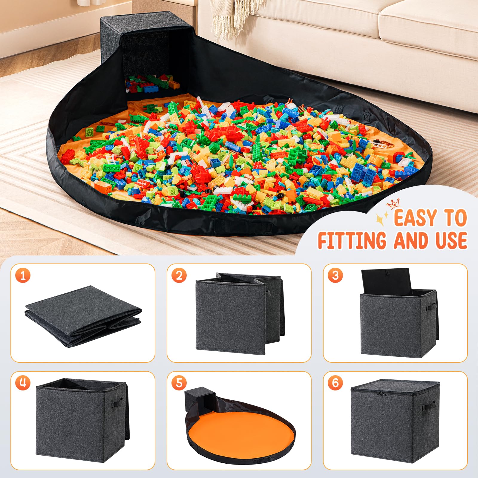 Collapsible Toy Storage Organizer & Play Mat - 13