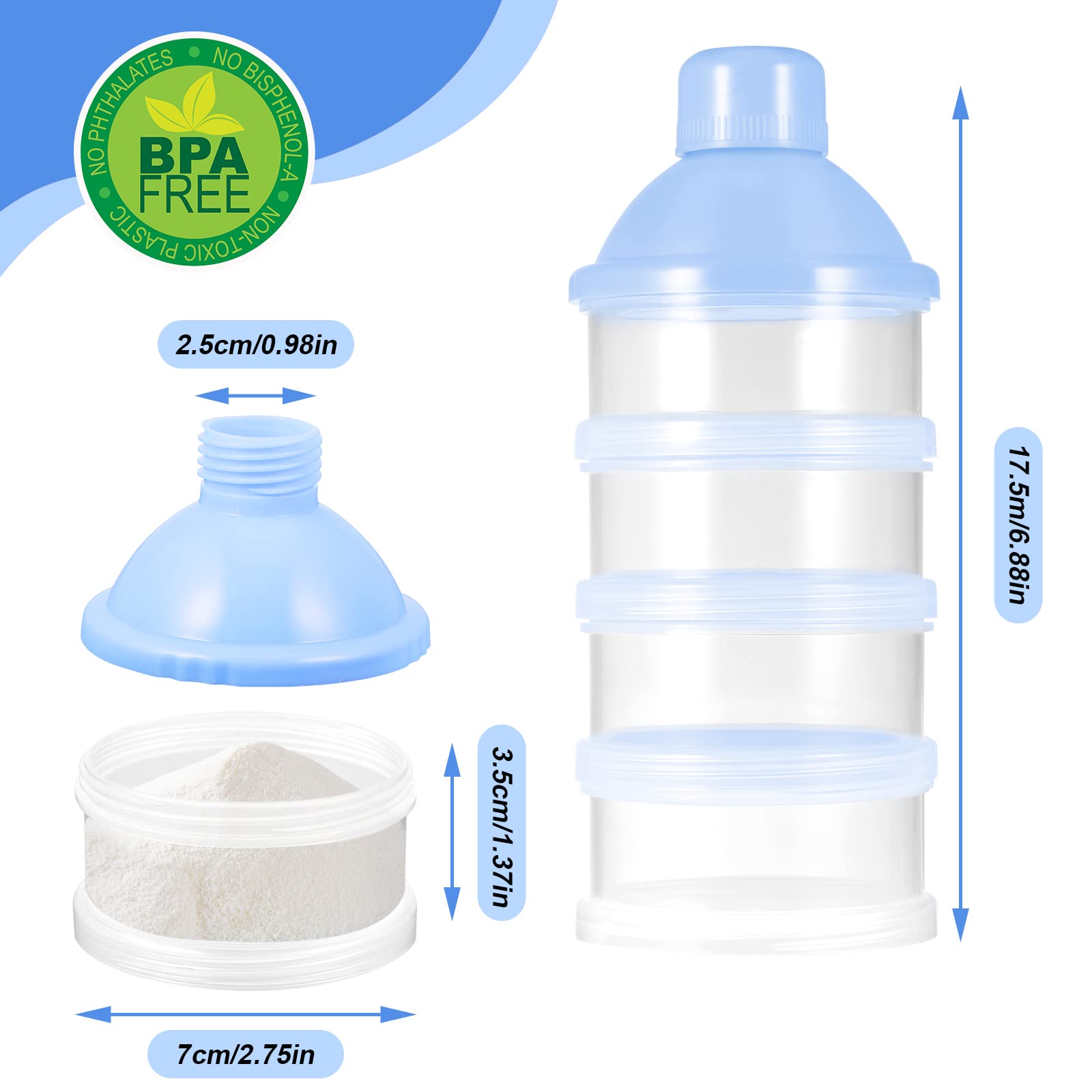 Premium BPA-Free Milk Powder Dispenser Container - Portable Formula Powder Storage Box for Baby Food, Travel & Outdoor Activities - Ideal for Camping, Hiking & On-the-Go Parenting (Blue)