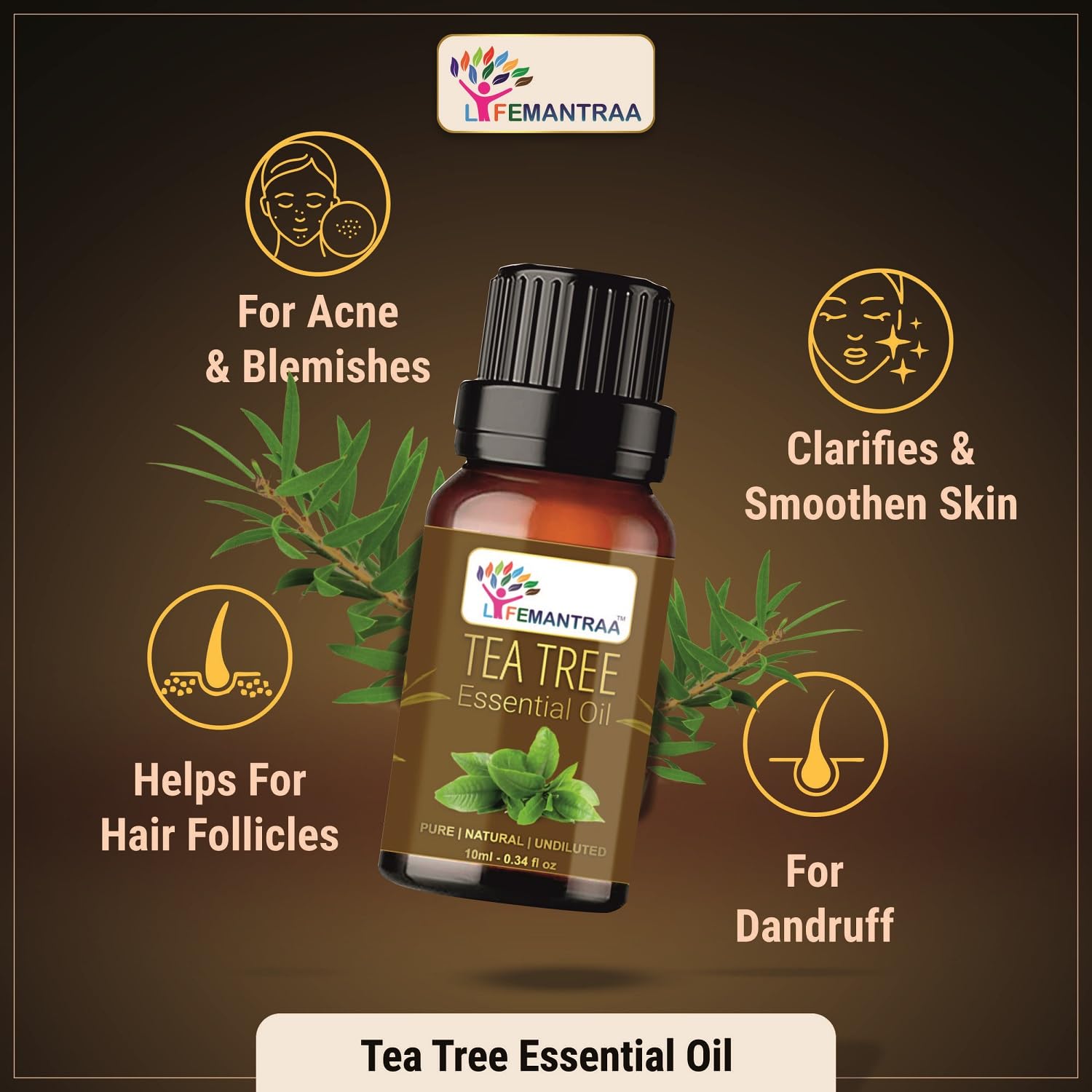 Pure Lavender, Tea Tree & Rose Essential Oils Set - 15ml Each (45ml Total) for Aromatherapy, Home Diffusers, Soap Making & Candle Making | Natural Air Freshener for Bedroom, Bathroom & Office Relaxation