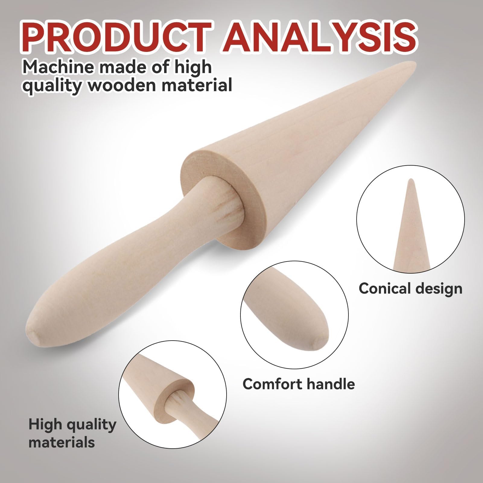 Wooden Waffle Cone Roller - 9.1 Inch Pizzelle Cone Mold for Homemade Ice Cream Cones | Baking Pastry Tool for Waffle, Dessert & Ice Cream Shops | Perfect for DIY Desserts, Parties & Catering