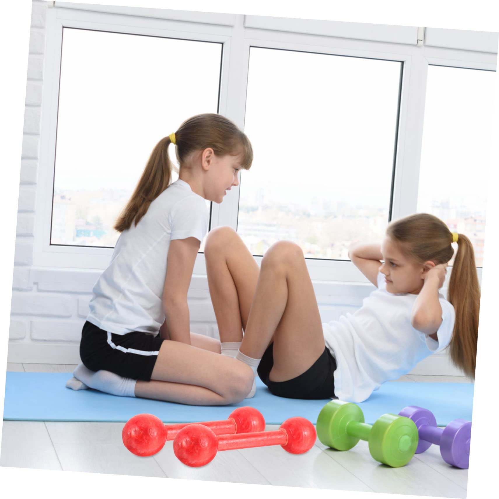 2 Pairs Wooden Dumbbells for Toddlers - Kids Hand Weights Exercise Toys | Early Educational Physical Development Toy for Boys & Girls | Perfect for Home Gym, Preschool Activities & Motor Skills Training