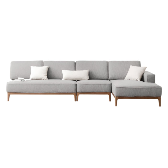 Premium Black Walnut & Ash Solid Wood Fabric Chaise Lounge Sofa - Modern Living Room Furniture for Relaxation & Home Decor