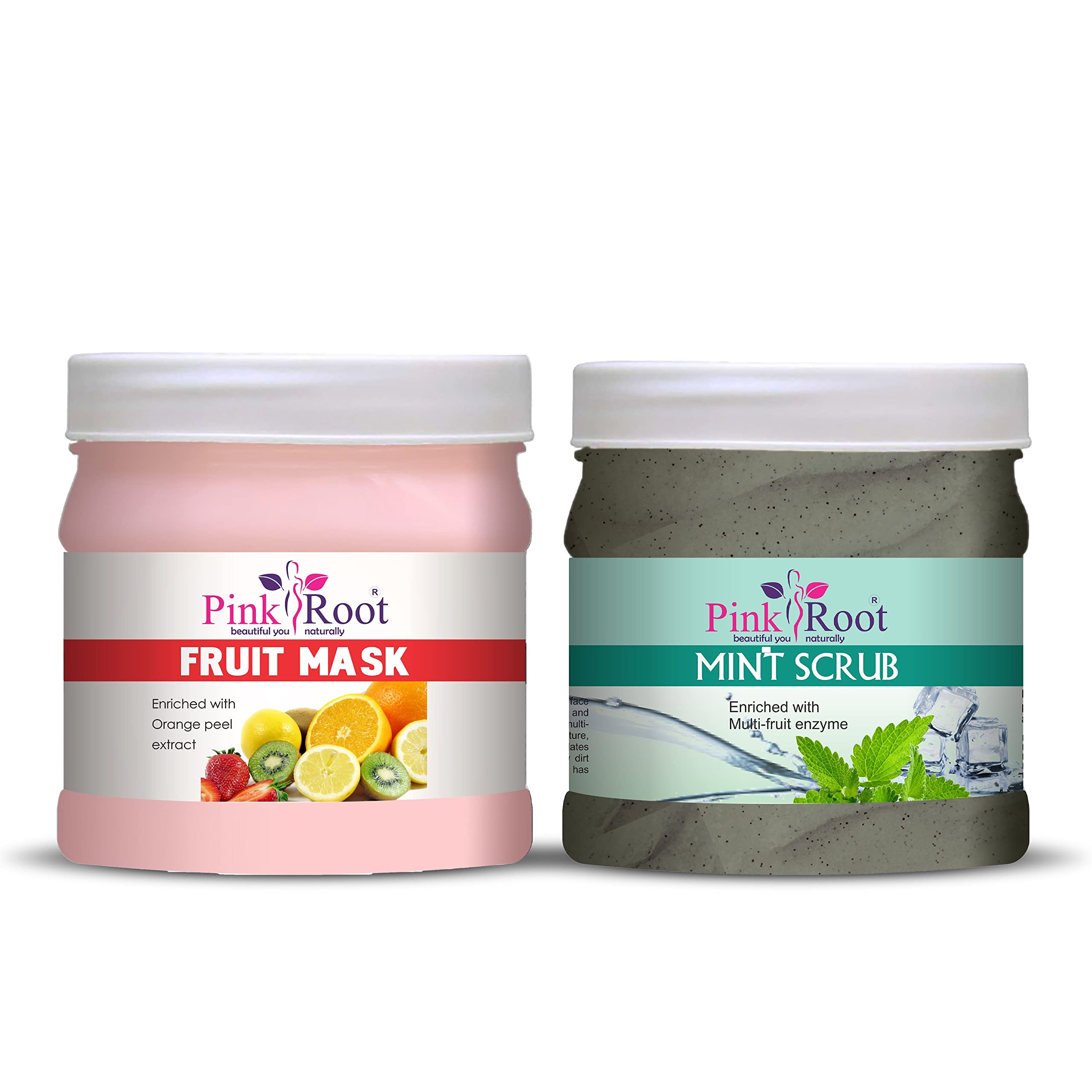 Pink Root Fruit Face Mask 500g & Mint Scrub 500g - Natural Skincare Set for Glowing Skin | Perfect for Spa Day & At-Home Facial Treatments