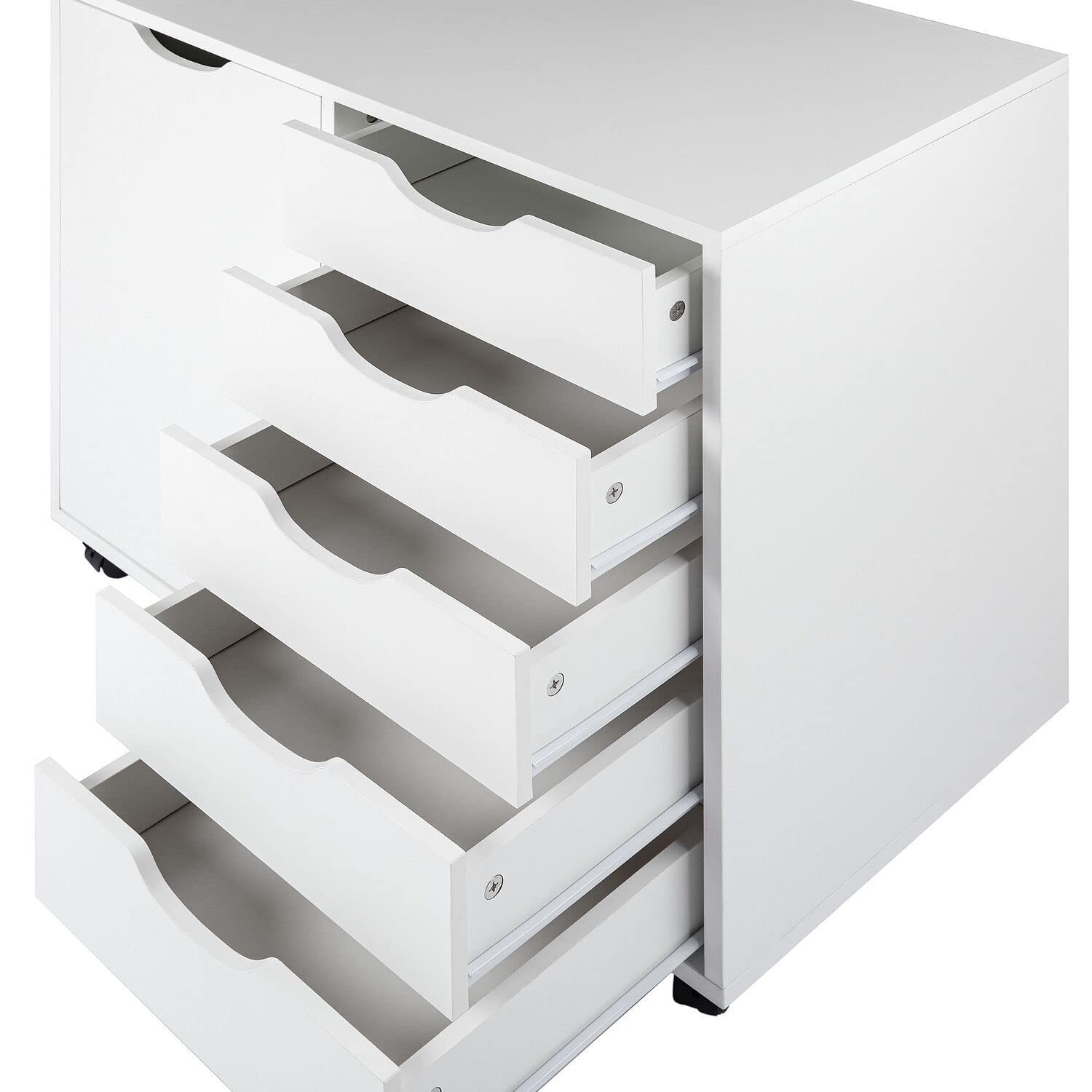 Naomi Home 5-Drawer Storage Cabinet with Shelf, White - Organize Clothes, Toys & Office Supplies for Bedroom, Kids Room & Home Office