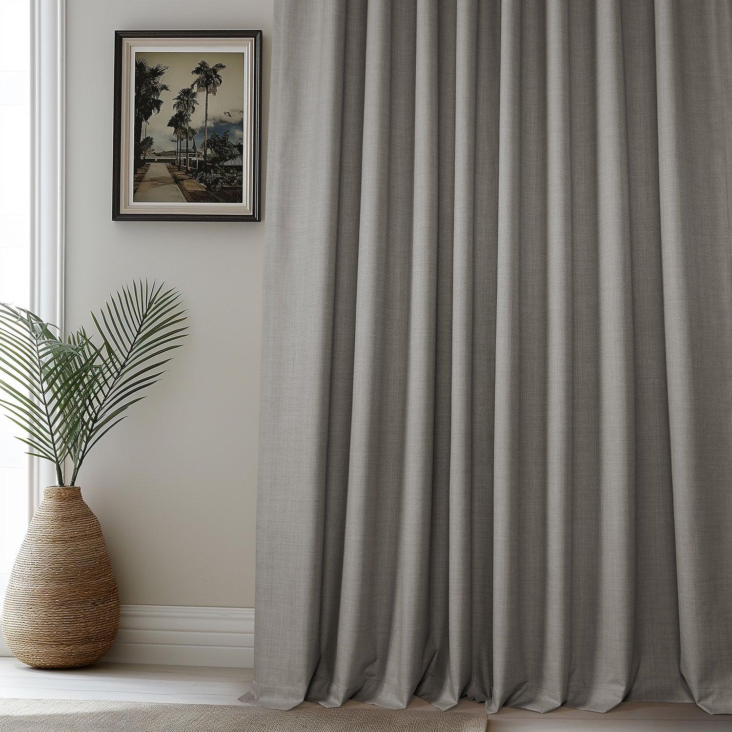 Light Steel Grey Vienna Basic Linen Blackout Curtains - 2 Panels Set for Bedroom & Living Room - Noise Reducing & Energy Efficient Window Treatments