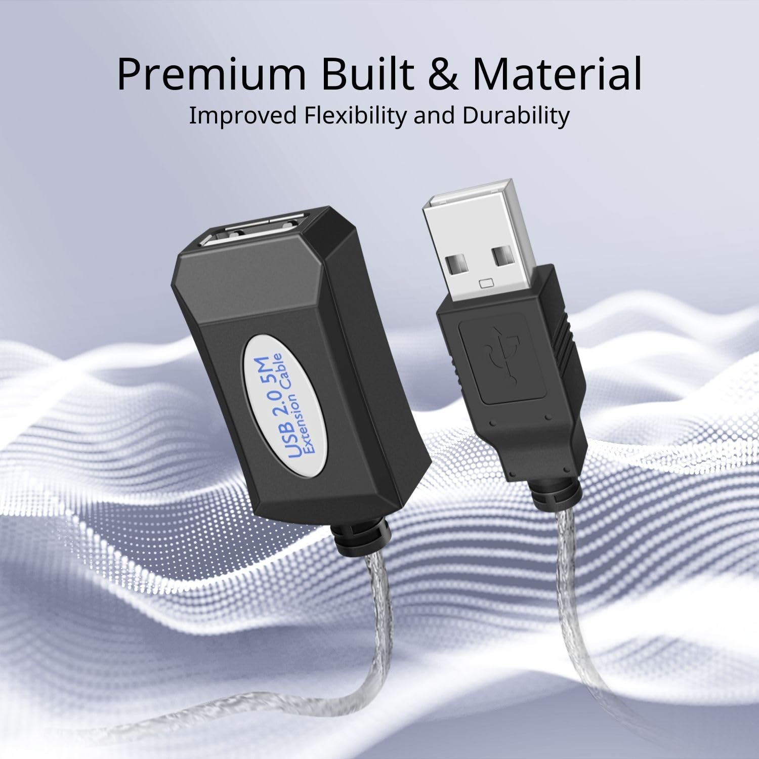 TNP Active USB 2.0 Extension Cable 15 ft - High Speed Male to Female USB A Extender Cord for Hard Drive, Printer, Mouse, Keyboard, PC, Camera - Perfect for Home Office, Gaming Setup & Computer Accessories