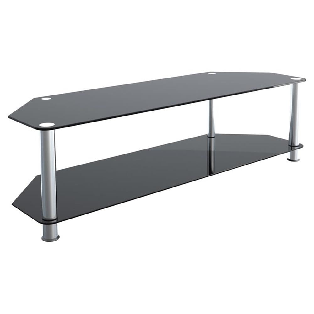 AVF Modern Steel and Glass TV Stand for 65 Inch Flat Screen TVs - Black Chrome Finish - Perfect for Living Room, Bedroom, or Home Theater Setup