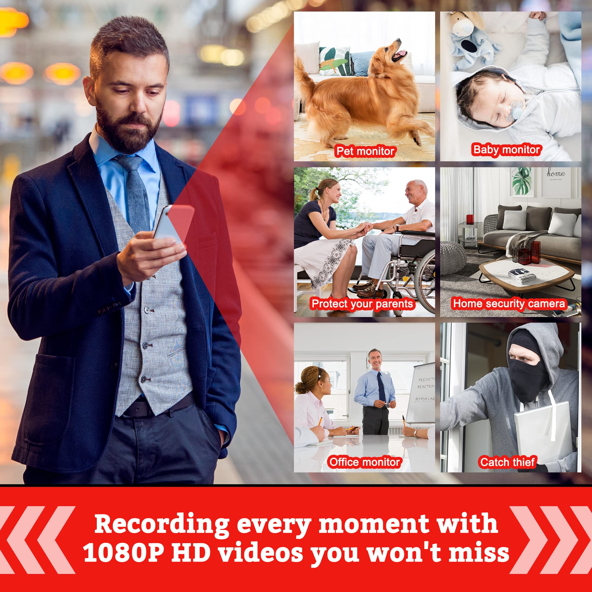 1080P WiFi Hidden Spy Camera - Mini USB Charger Security Camera with Motion Detection & Remote App Control | Wireless Home Surveillance, Nanny Cam for Baby Monitoring, Pet Watching & Office Security