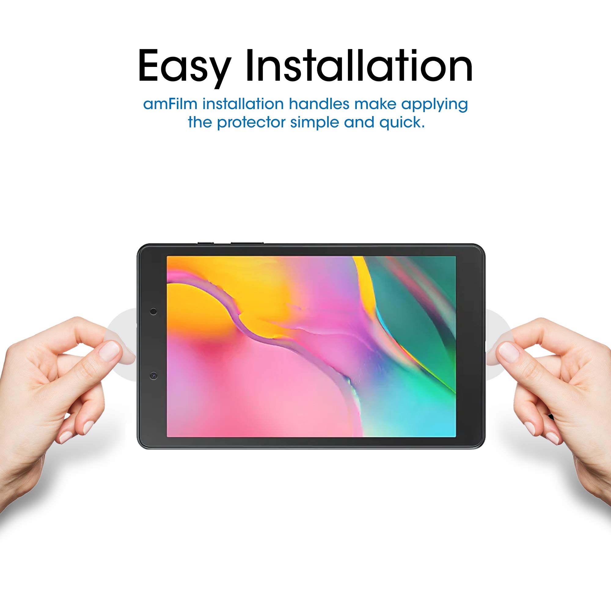 amFilm Tempered Glass Screen Protector for Samsung Galaxy Tab A 8.0 (2019 Version, SM-T290) - 2 Pack - HD Clear, Anti-Scratch, Bubble-Free - Perfect for Work, Study & Entertainment