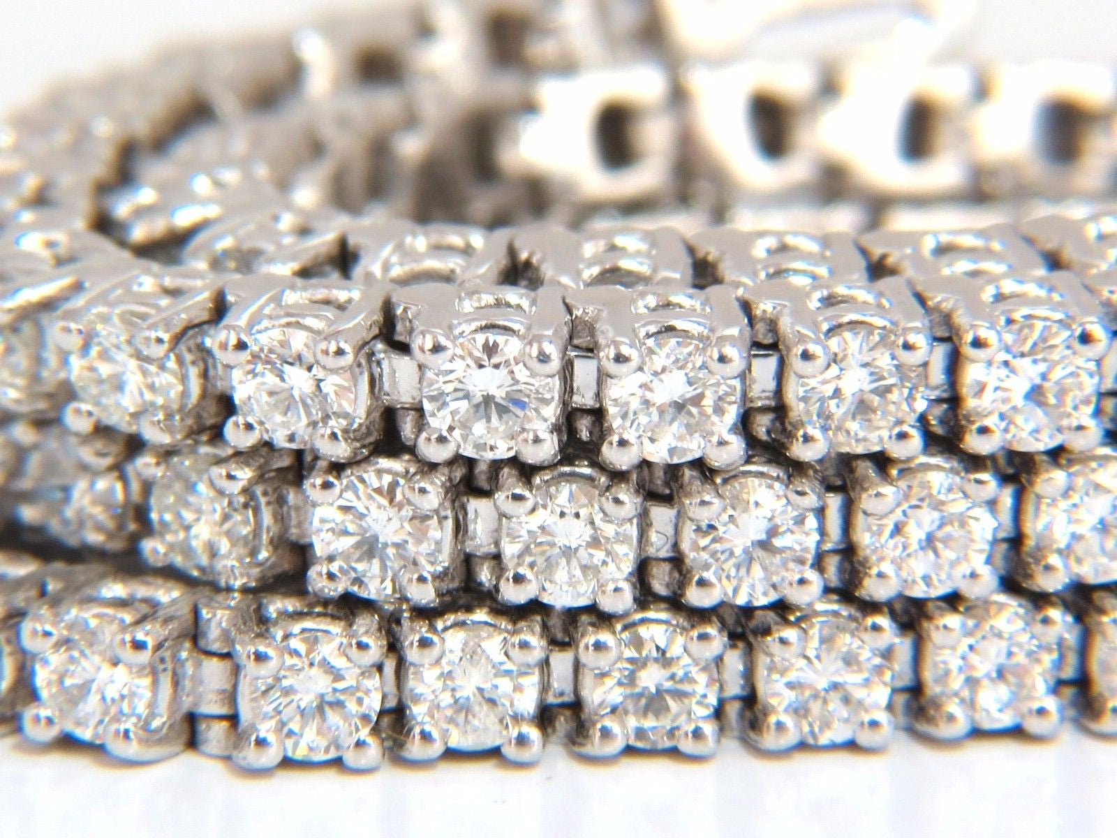 12.32ct Natural Diamond Tennis Bracelet - 14kt White Gold, G/VS Clarity, Three Rows, 7 Inch, Brilliant Cut | Perfect for Weddings, Anniversaries & Special Occasions