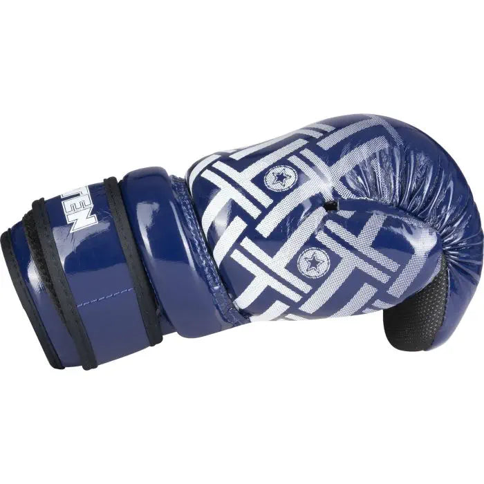 TOP TEN Glossy Blue & White Prism Pointfighter Open Hand Gloves - MMA Training, Martial Arts Sparring & Cosplay Accessories