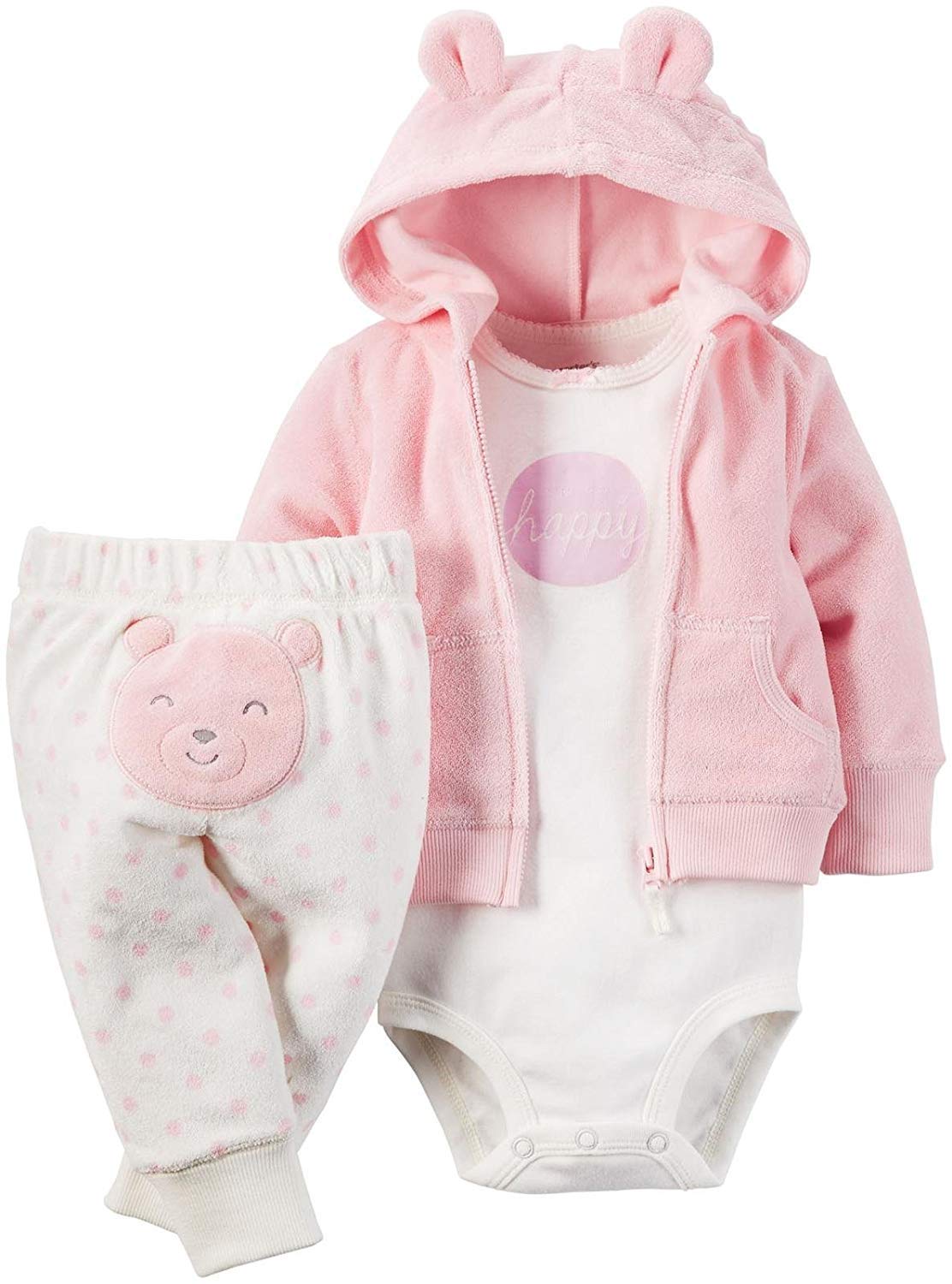 Carters Baby Girls Terry Cardigan Set - Soft Cotton Cardigan & Pants Outfit for Newborns & Infants (0-24 Months) | Perfect for Playdates, Family Photos & Everyday Comfort