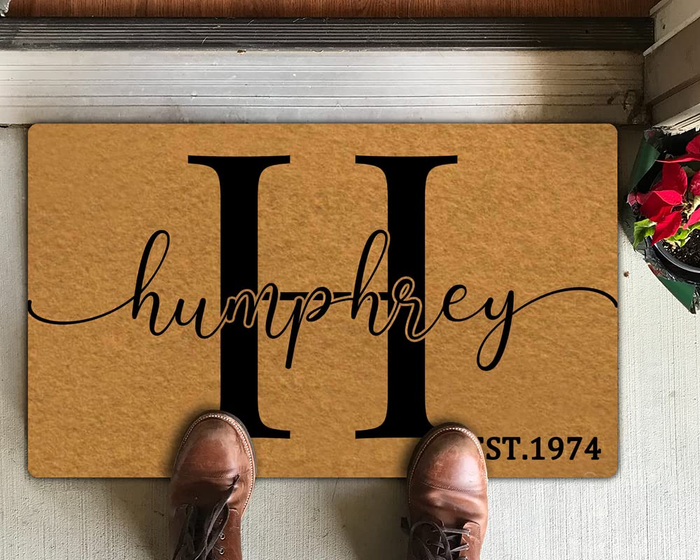 Custom Personalized Initial EST Doormat - Durable Low Profile Non-Slip Welcome Mat for Indoor & Outdoor Use - Perfect for Entryway, Patio, High Traffic Areas - Great Gift Idea for Housewarming & Holidays