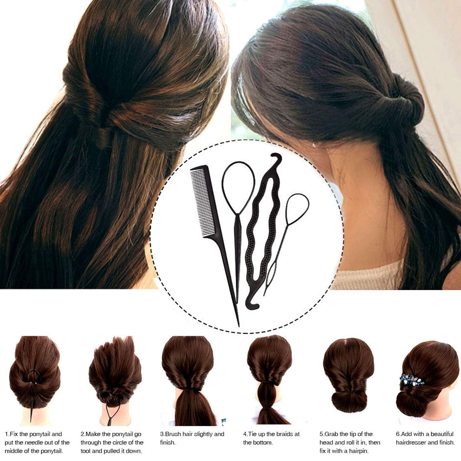 Maahal™ 8-Piece Hair Styling Kit - Braiding Tools & Bun Maker Set for Women | Perfect for Salon, Home Use & Travel Hairstyling