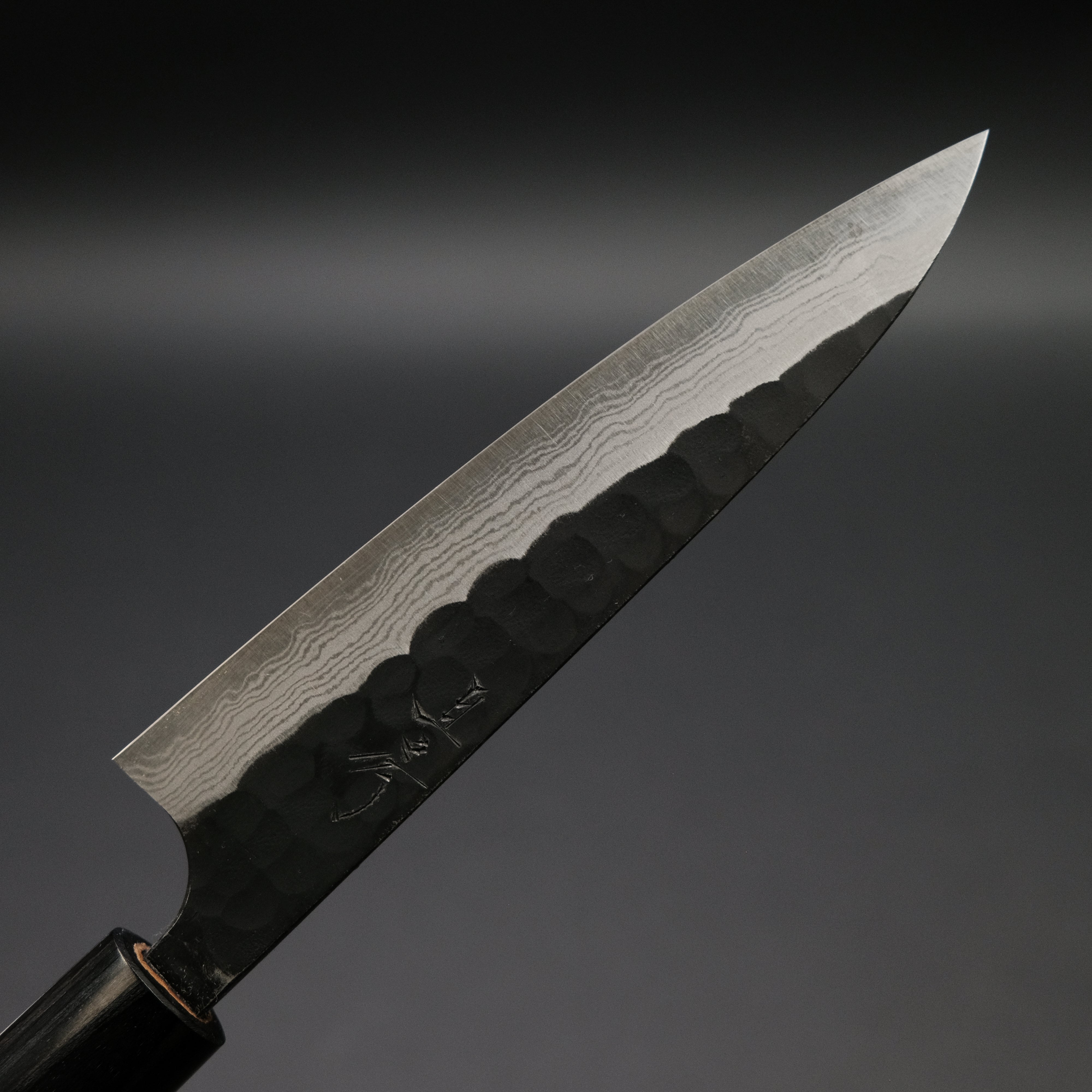Premium Akifusa Blue Super Steel Kurouchi Petty Knife 135mm with Ebony Handle - Perfect for Slicing, Peeling & Precision Kitchen Tasks