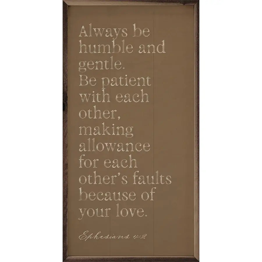 Humble and Gentle Wood Framed Wall Art Print - Inspirational Home Decor for Living Room, Bedroom & Office