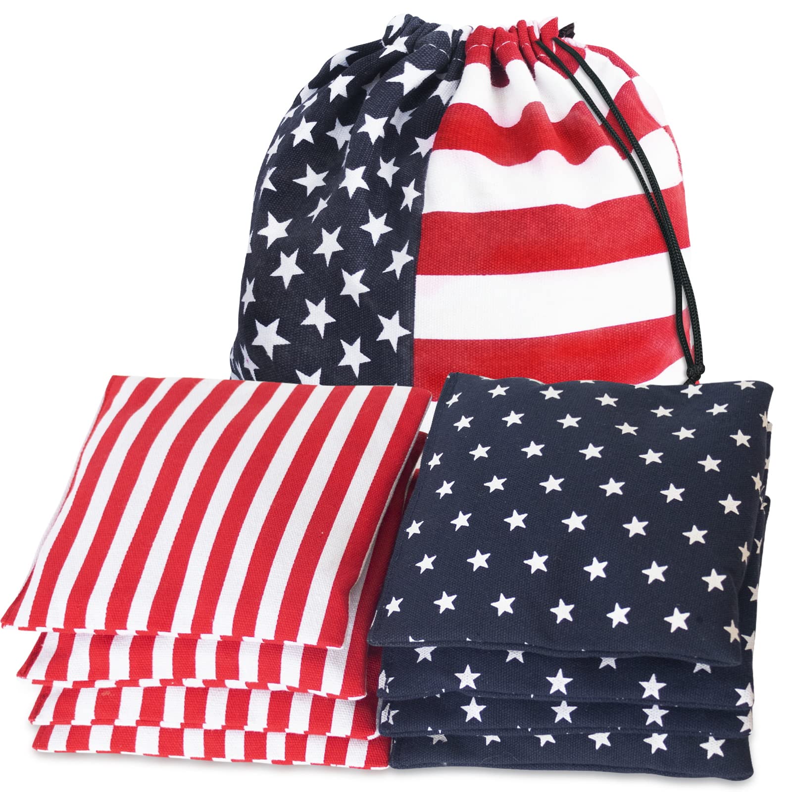 Premium Nattork Cornhole Bags Set of 8 - Regulation Size Duck Cloth Bean Bags for Outdoor Games - All Weather Resistant & Double Stitched with Tote Bag - Perfect for Backyard Parties, Tailgating, and Family Gatherings