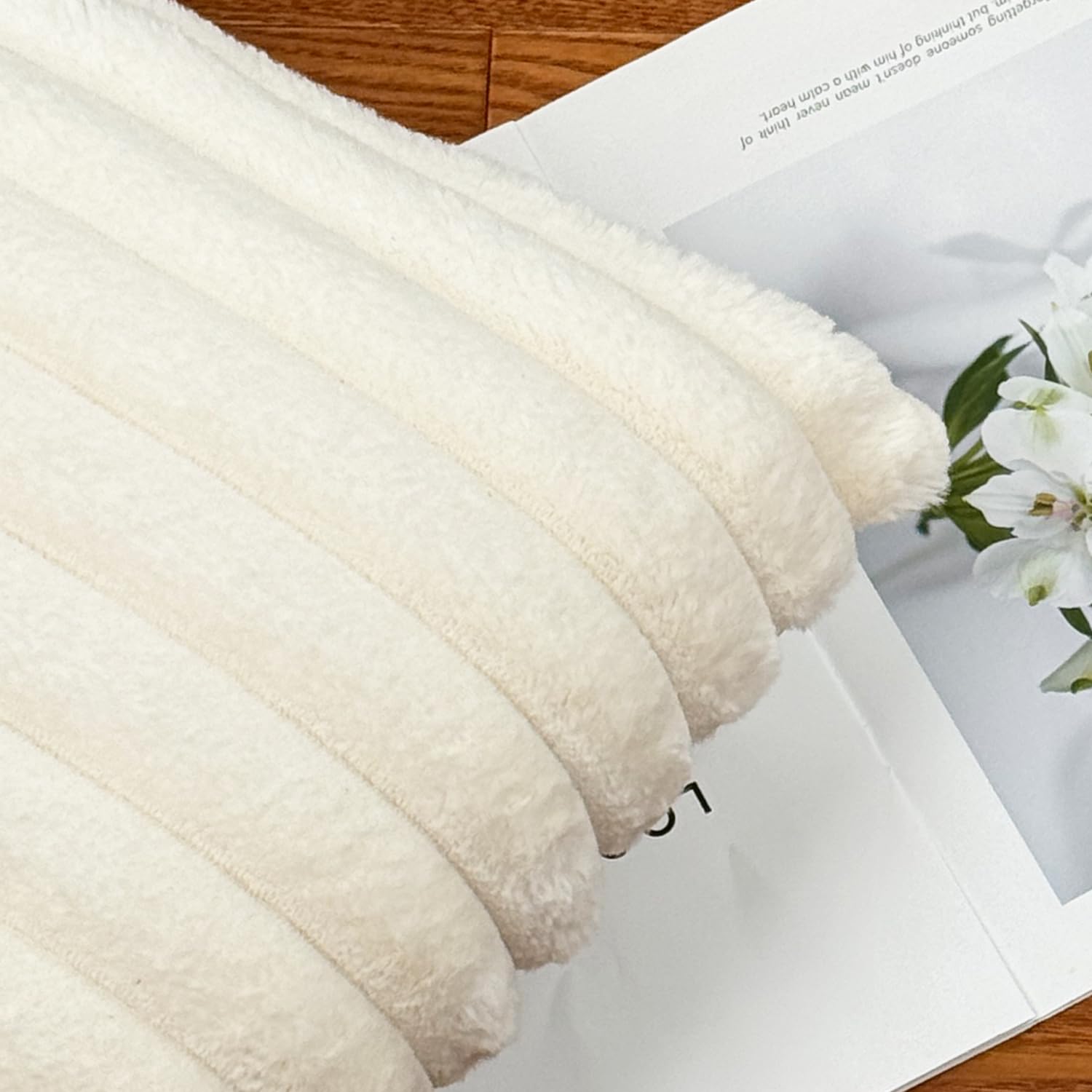 18x18 Inch Faux Fur Throw Pillow Covers Set of 2 - Soft Fluffy Decorative Pillow Covers with Velvet Back for Sofa, Couch & Bed - Cream White Neutral Home Decor - Perfect for Living Room, Bedroom & Cozy Home Accents