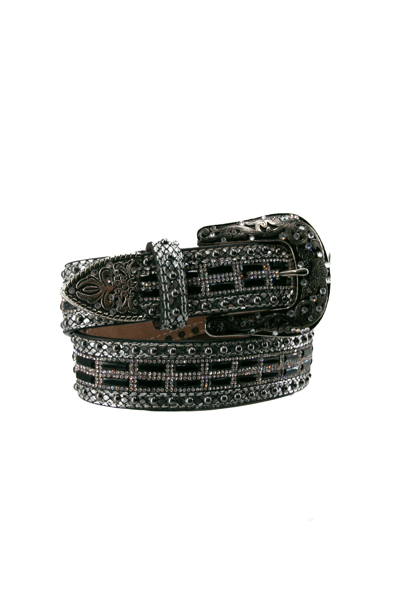 Nocona Metallic Stud Crystal Black Cowgirl Belt for Western Fashion & Rodeo Events - Stylish Accessory for Women's Outfits