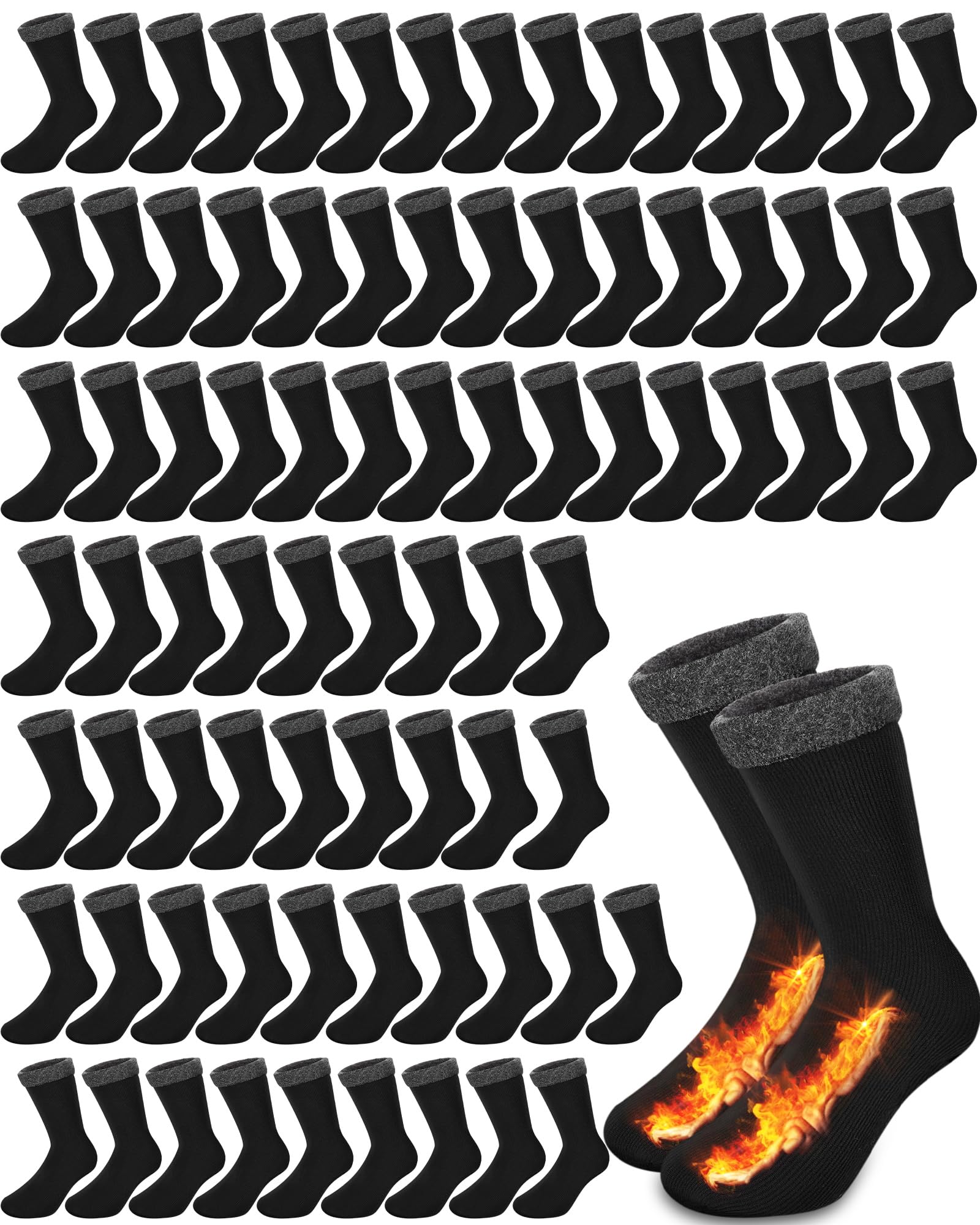 72 Pairs Thermal Socks Bulk - Thick Winter Socks for Men & Women - Unisex One Size - Warm Wool Blend for Cold Weather - Perfect for Homeless Care Packages, Outdoor Activities & Daily Winter Wear