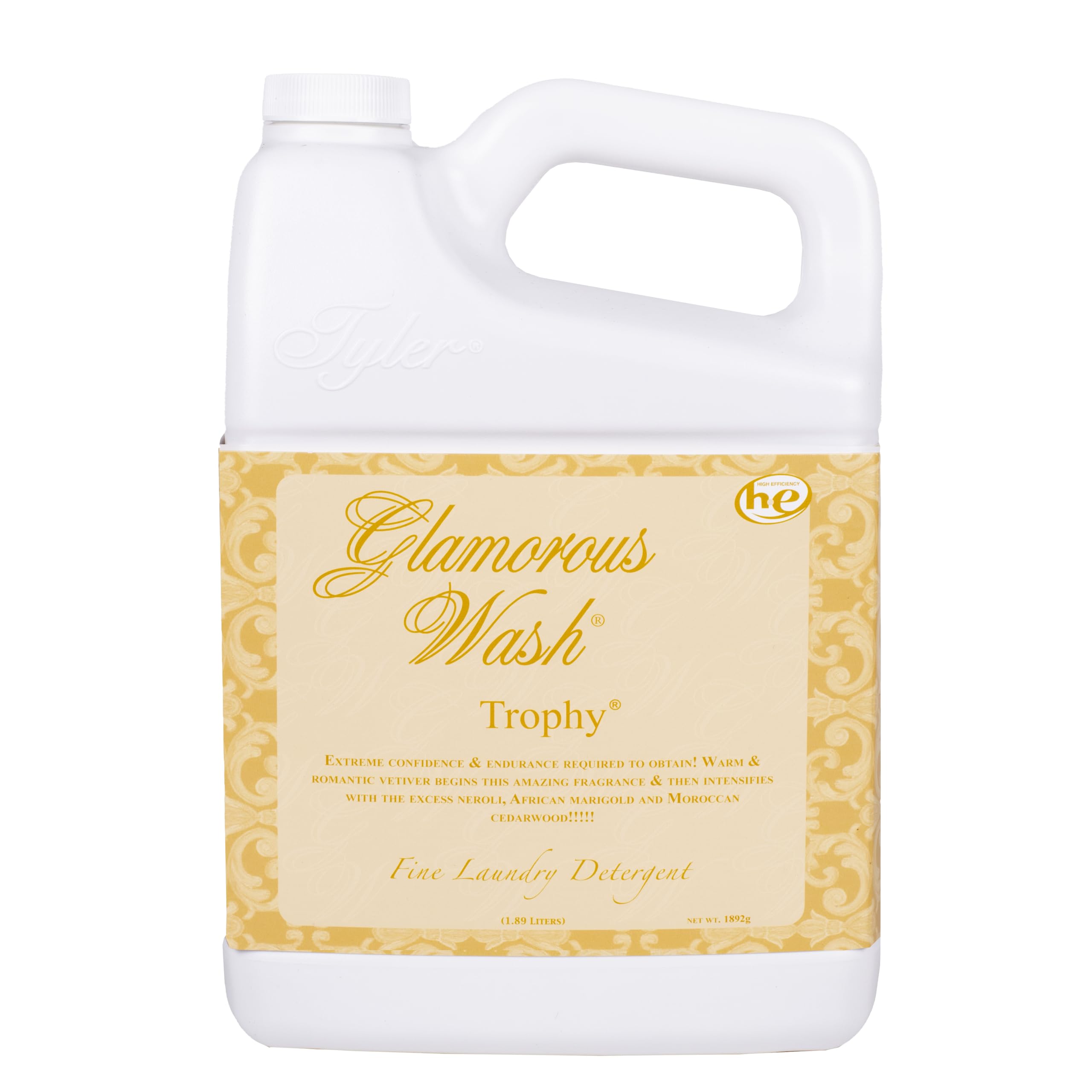 TROPHY Glamorous Wash 64 oz Half Gallon Luxury Laundry Detergent by Tyler Candles - Gentle on Fabrics, Perfect for Delicates & Everyday Laundry