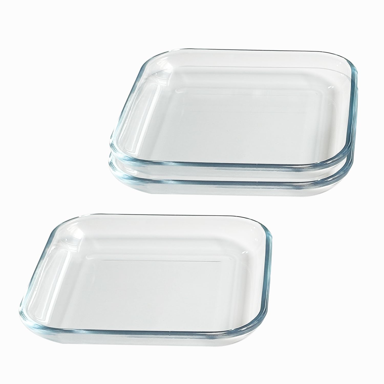 7 Inch Square Tempered Glass Dessert Plates - Set of 3, Mini Appetizer & Salad Plates for Cake, Fruit, Snacks - Perfect for Parties, Weddings, and Home Dining