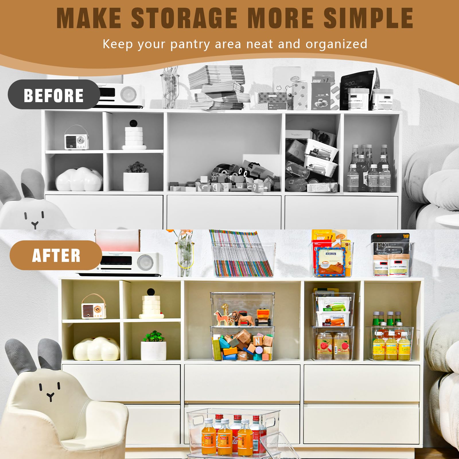6 Pack Clear Plastic Storage Bins with Lids - 7 Quart Stackable Organizing Containers for Home, Office & Closet - Durable Plastic Storage Boxes with Handles for Clothes, Toys, Books & Supplies (Great for Bedroom, Study & Pantry Organization)