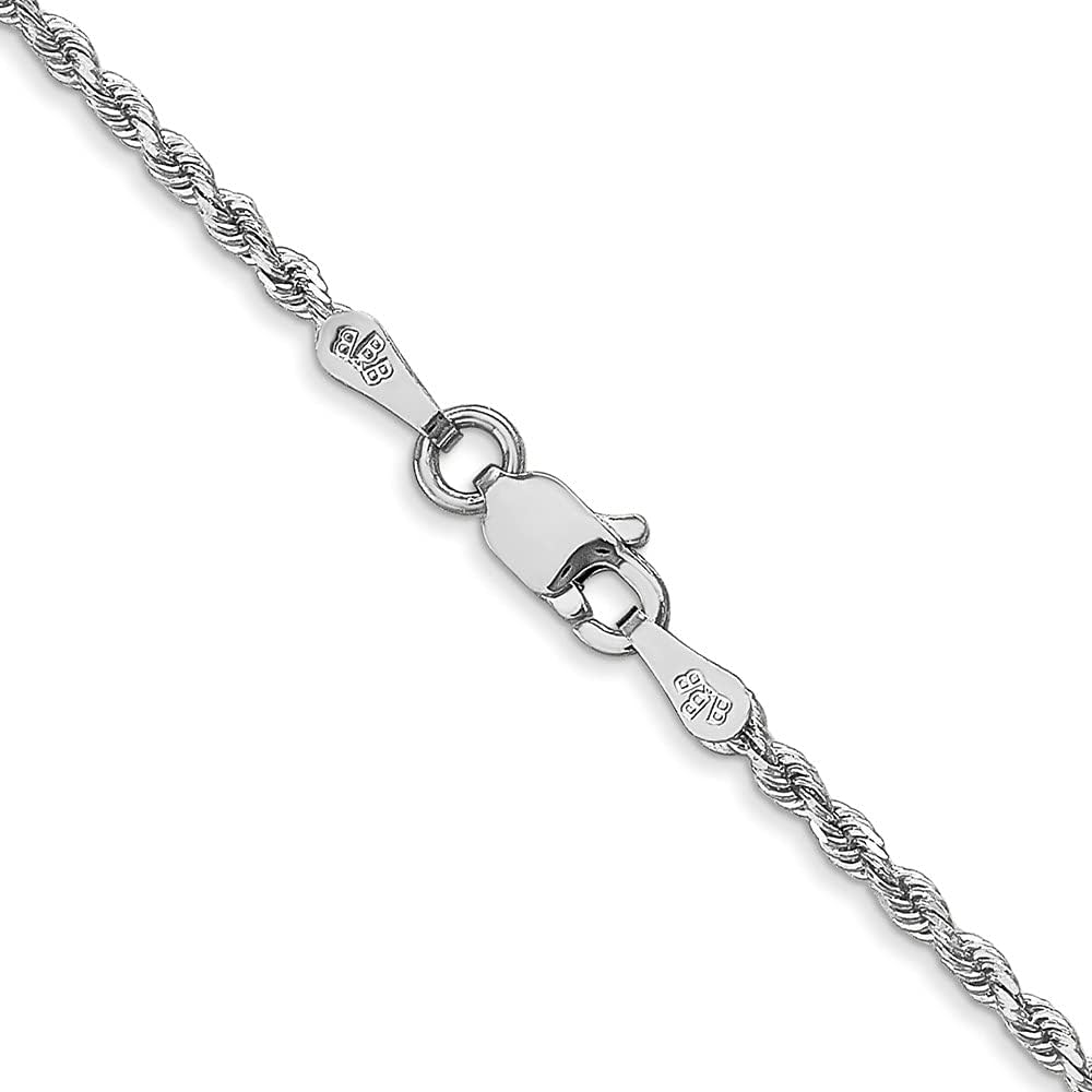 1.75mm 10K White Gold Diamond Cut Solid Rope Chain Anklet - Elegant Black Bow Design for Women, Perfect for Weddings, Parties & Everyday Wear