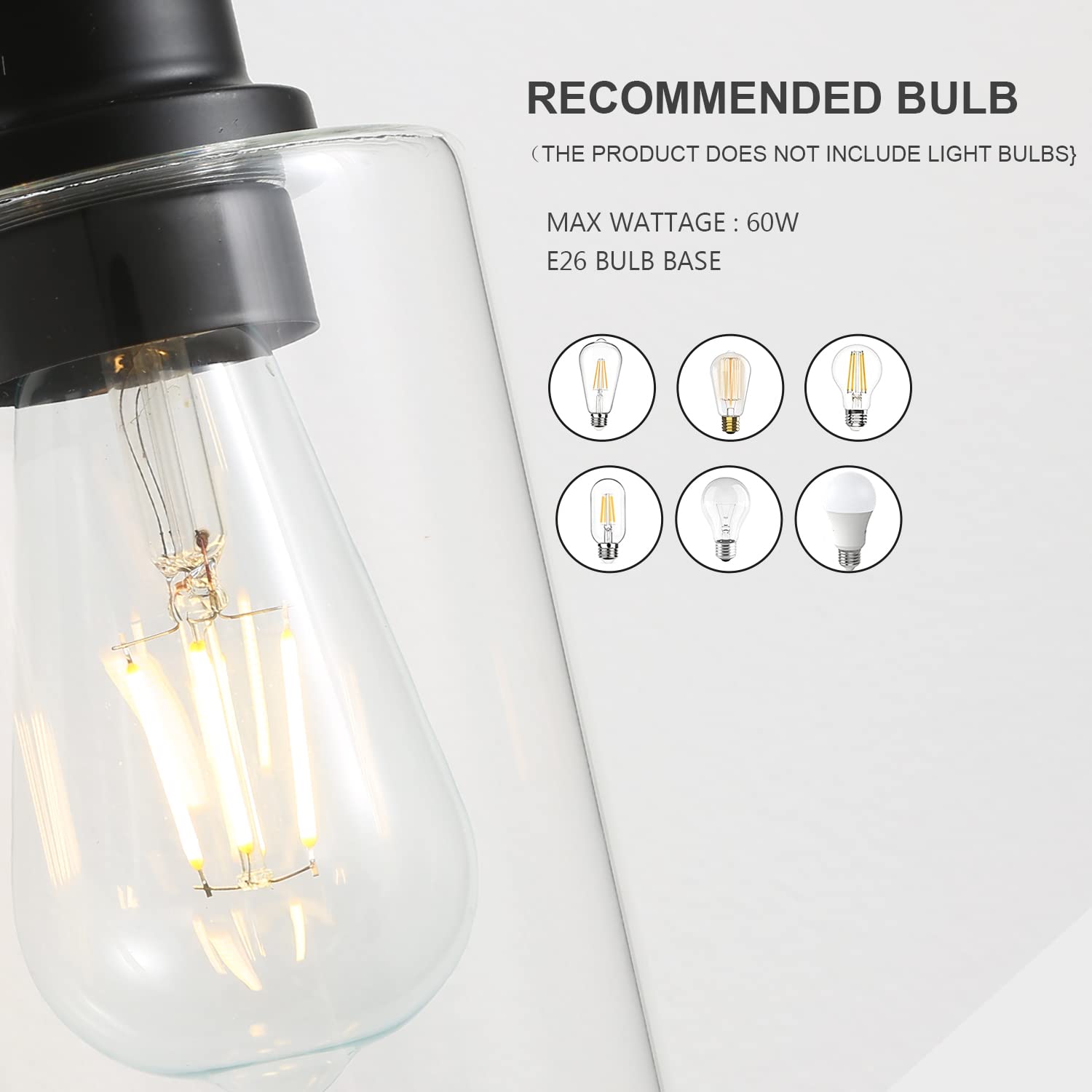 EMONG 4-Light Matte Black Bathroom Vanity Light with Glass Shade - Modern Wall Sconce Lighting Fixture for Bathroom, Mirror, Hallway & Farmhouse Decor - Perfect for Vanity Makeup, Shaving & Ambient Lighting