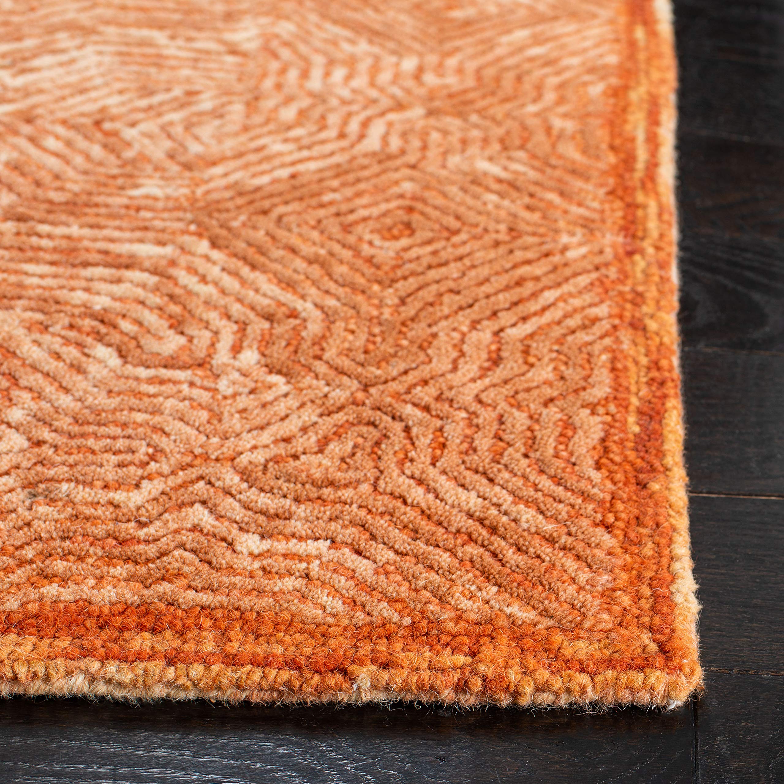 Safavieh Handmade Wool Area Rug 6' x 9' Rust Ikat Collection - Non-Slip Durable Living Room Rug, Bedroom Carpet for High Traffic Areas | Perfect for Home Decor, Office & Entryway