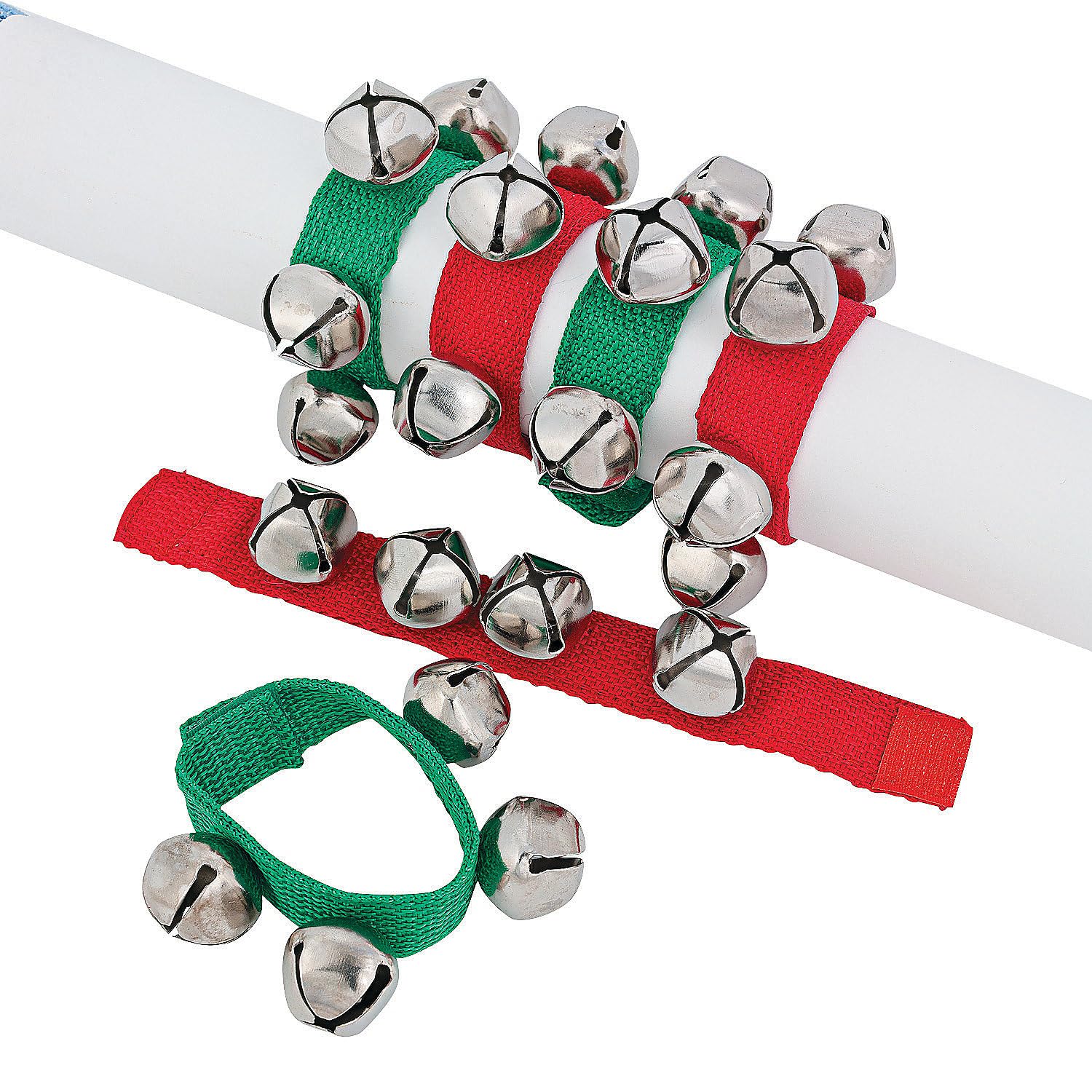 Fun Express Christmas Jingle Bell Bracelets - 12 Pack Holiday Party Favors for Kids, Classroom Activities & Festive Accessories