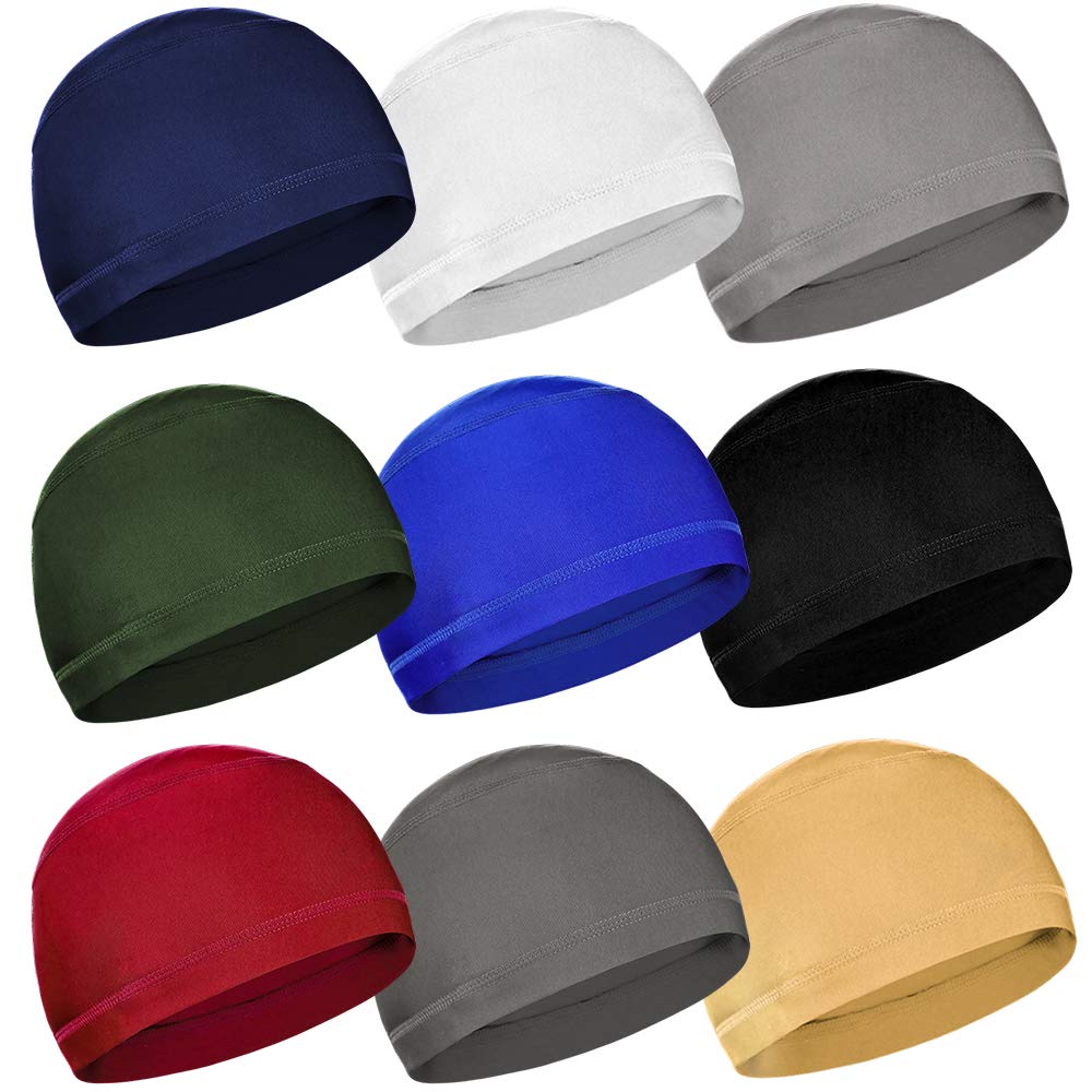 9-Piece Helmet Liner Skull Caps for Running & Cycling - Moisture Wicking Milk Silk Hats for Men & Women - Perfect for Sports, Workouts & Outdoor Activities