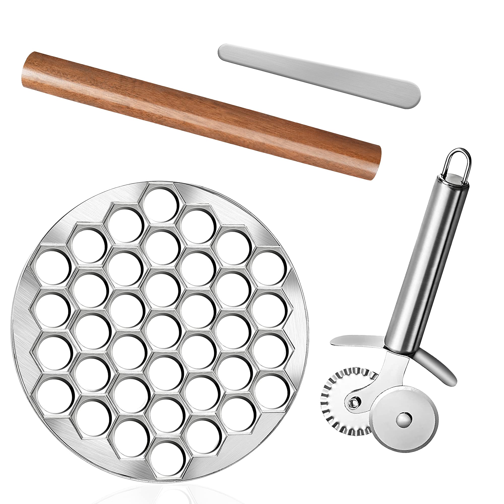Premium Ravioli Dumpling Maker - 37 Hole Food Grade Safe Pelmeni Mold with Pastry Wheel Cutter & Rolling Pin | Perfect for Homemade Italian Ravioli, Russian Dumplings & Asian Gyoza | Ideal for Family Cooking, Party Snacks & Restaurant Use