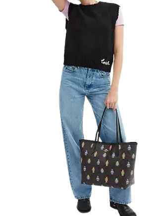 Coach Cosmic City Tote Bag in Signature Canvas with Robot Print - Stylish Designer Handbag for Women, Perfect for Work, Travel & Everyday Use