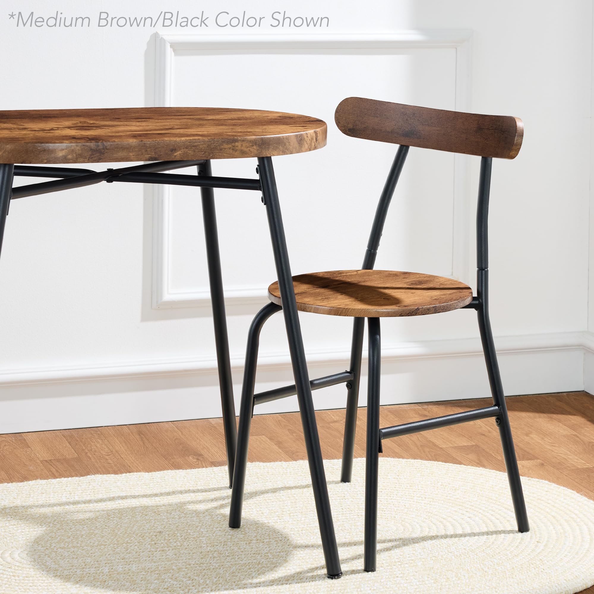 Best Choice Products 3-Piece Modern Oval Dining Table Set with 2 Chairs - Small Kitchen Dinette Furniture, Metal Frame & Curved Backrests in Black - Perfect for Apartments, Breakfast Nooks & Cozy Dining Spaces