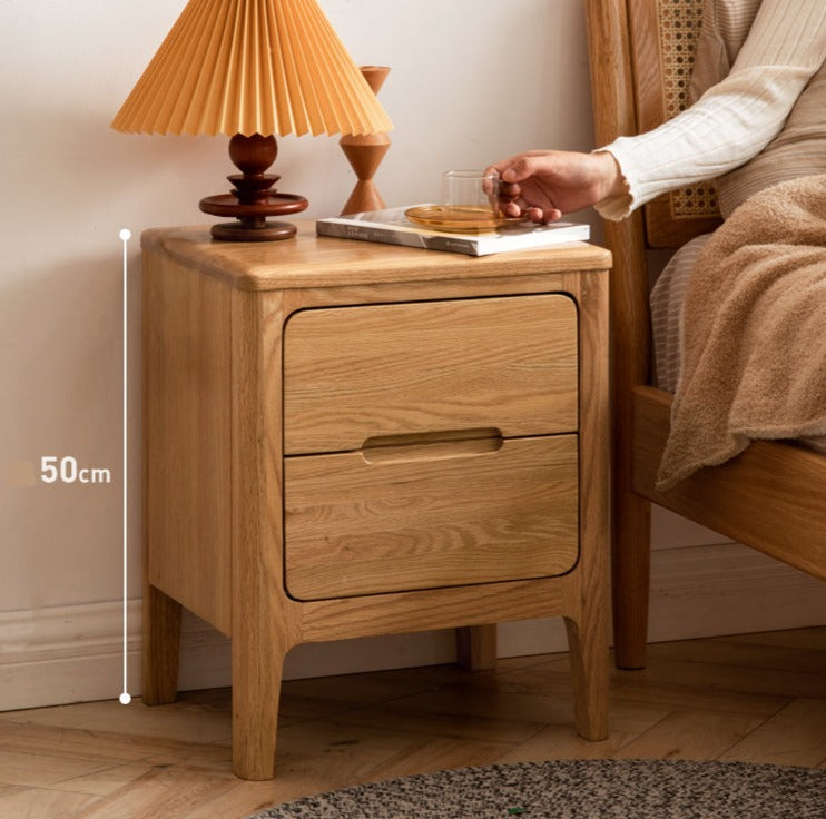 Solid Oak Wood Nightstand - Sturdy Bedside Table with Drawer for Bedroom, Living Room, or Guest Room - Perfect for Storage and Decor