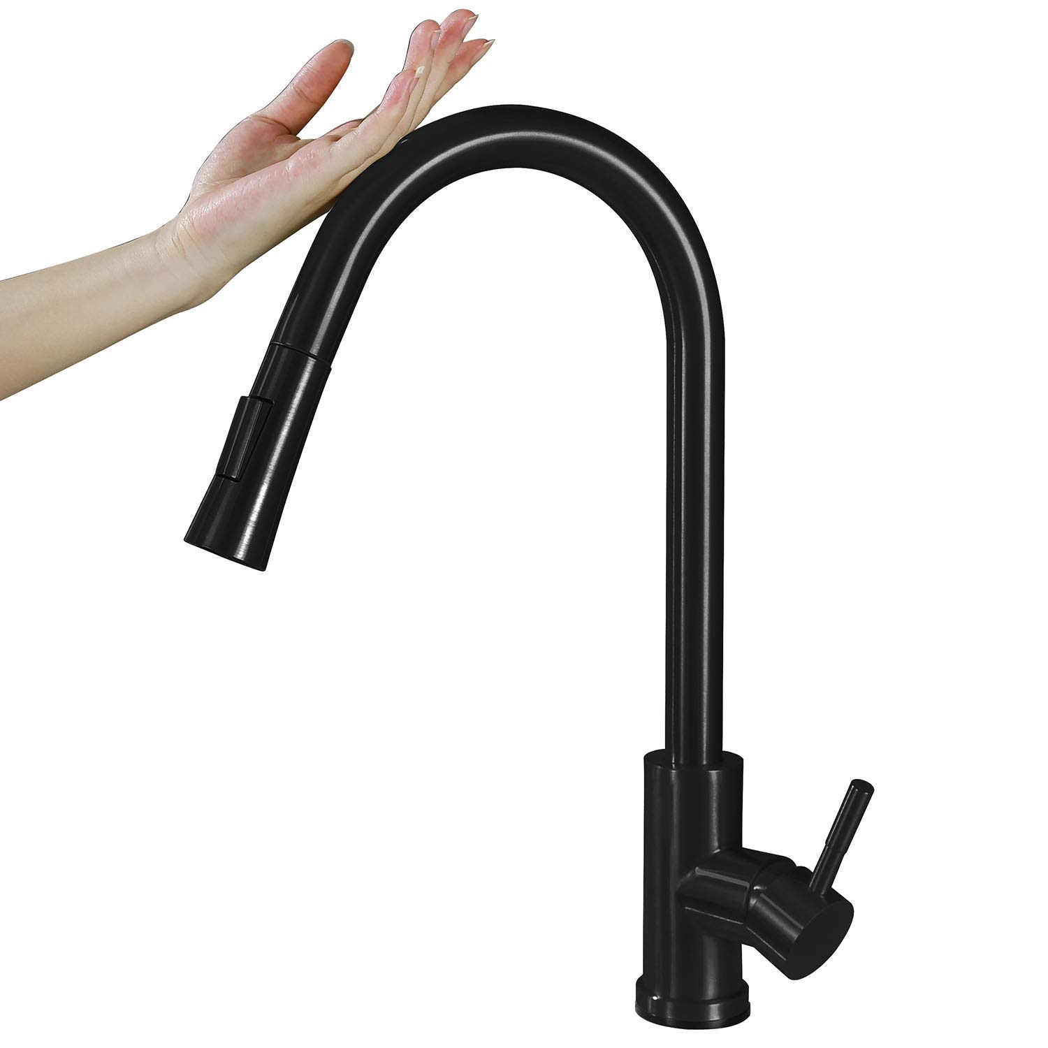Homelava Black 304 Stainless Steel Single Handle Pull Down Kitchen Faucet with Touch Control, Spray Shield Technology & Magnetic Docking Spray Head - Perfect for Modern Kitchens, Dishwashing, and Food Prep