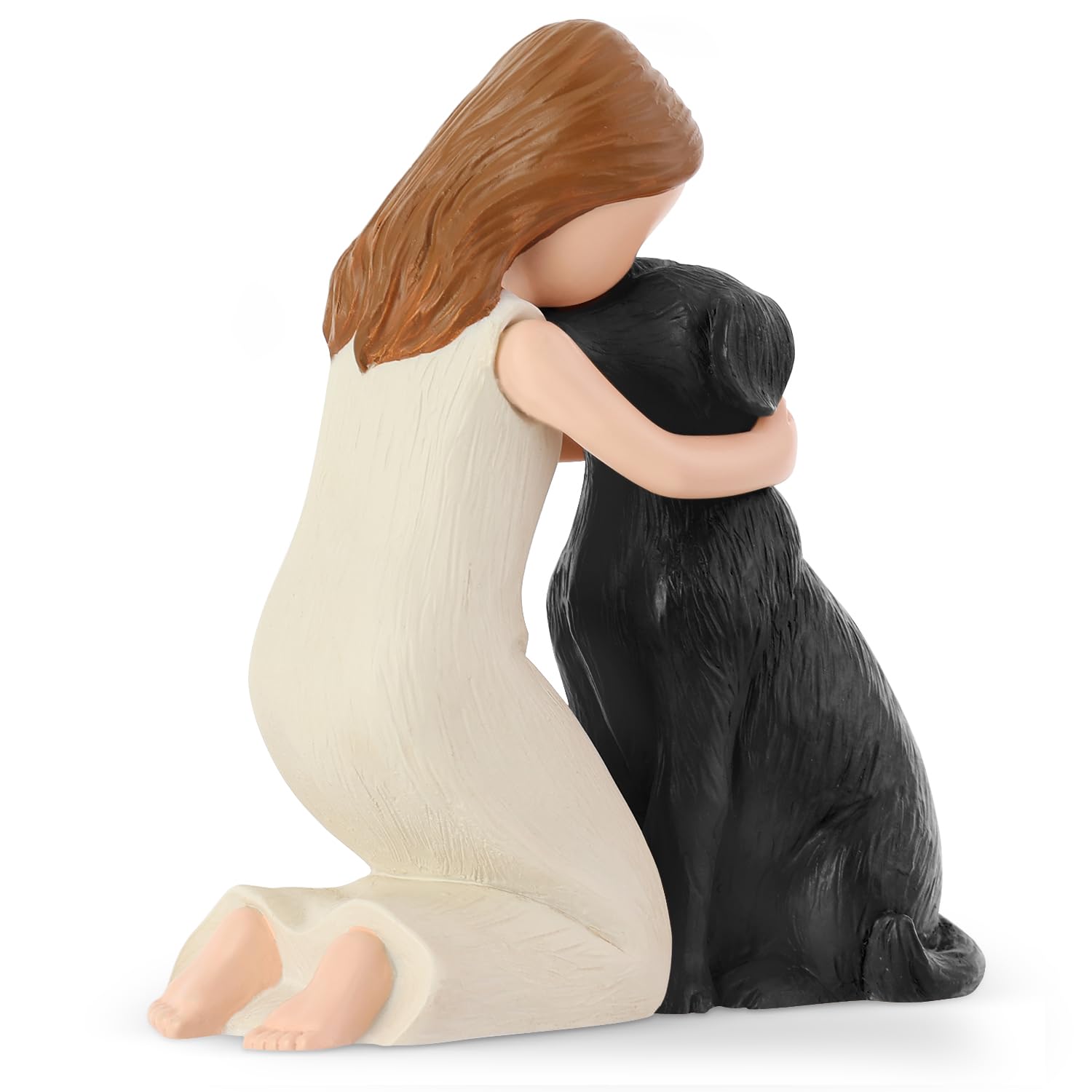 Hand-Painted Black Dog Figurine - Memorial Statue for Dog Lovers, Friendship & Remembrance Gift, Angel Dog Sculpture for Home Decor, Pet Loss Comfort, and Shelf Display