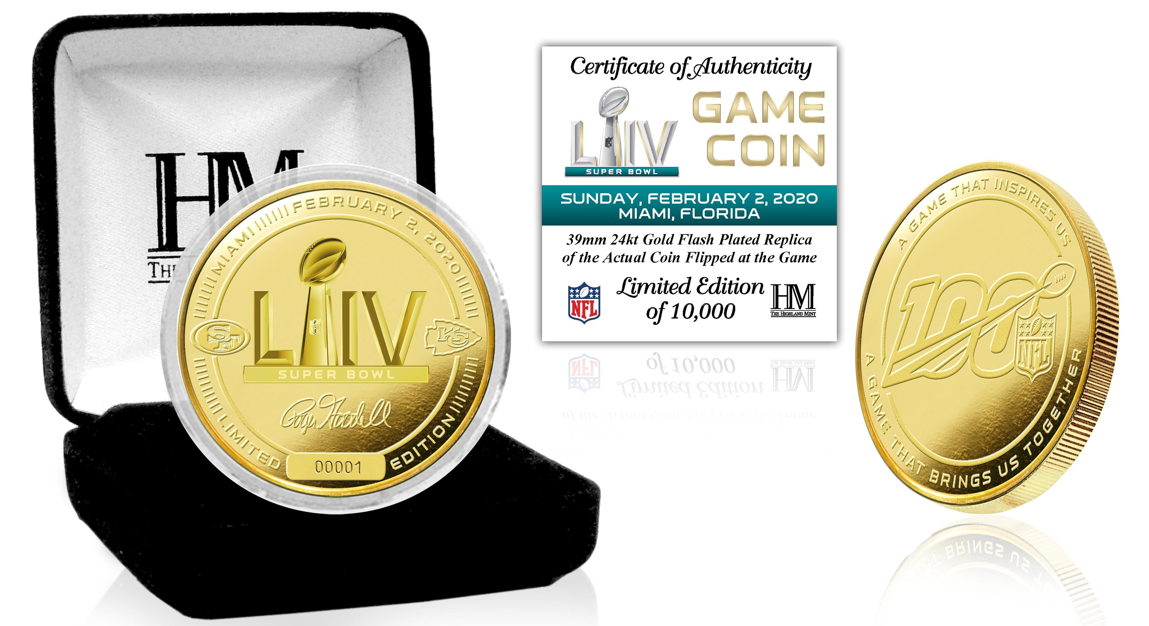 Official Super Bowl LIV 54th Anniversary Commemorative Gold Flip Coin - Kansas City Chiefs vs San Francisco 49ers - Perfect for Game Day, Collectors & Football Fans