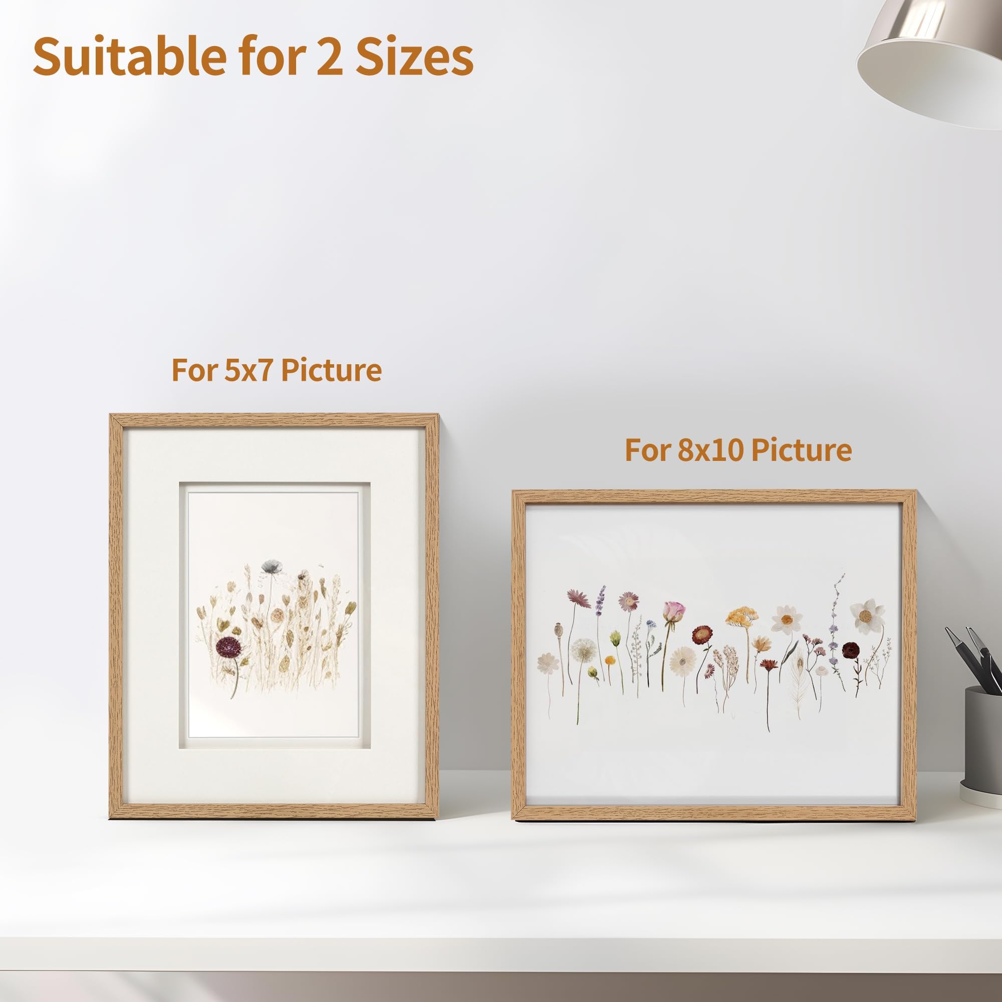 Afuly 5x7 Picture Frame with Mat for 8x10 Photos - Natural Wood Grain Modern Photo Frame with Double Mat - Perfect for Wall Hanging, Desk Display, Home Decor, and Gift Giving (Birthday, Mother's Day, Christmas)
