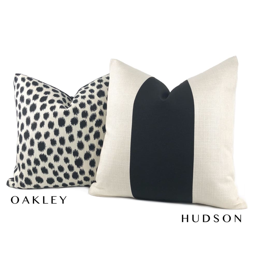 Premium Hudson Black & Creamy White Wide Panel Stripe Pillow Cover - Soft Decorative Throw Pillow Case for Sofa, Bed, Couch & Home Decor
