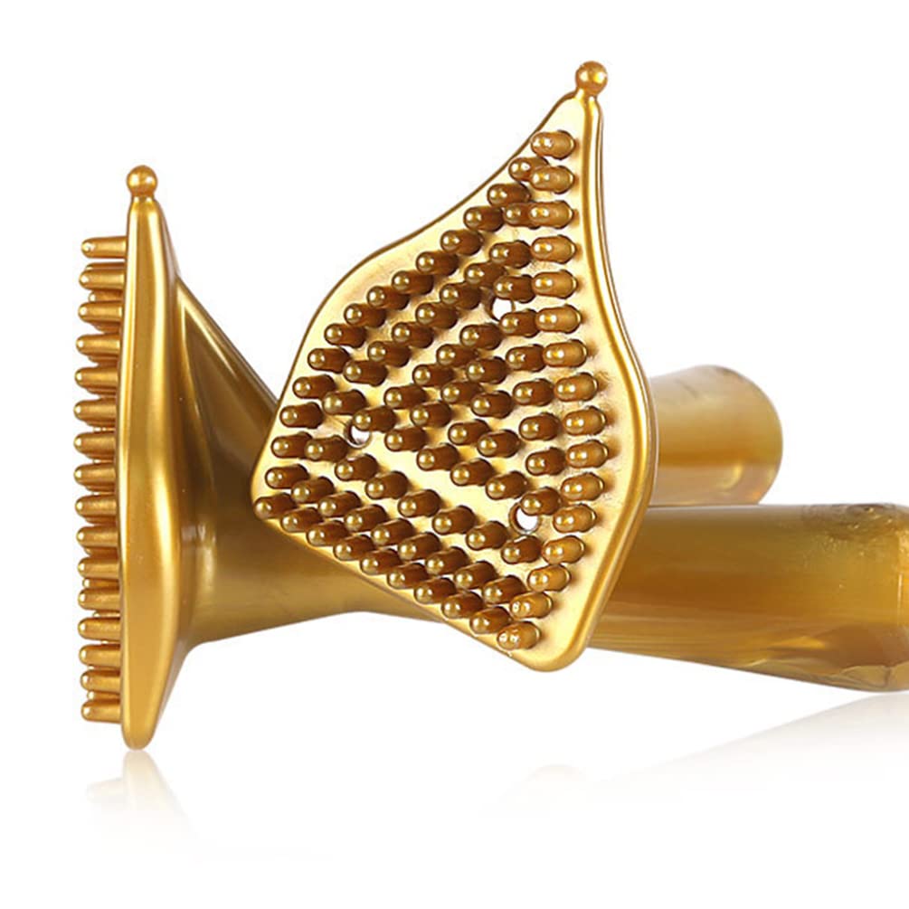 2Pcs Body Massage Brush with Essential Oil - Relaxing Scalp & Skin Exfoliator for Shower, Bath & Spa - Golden Hair & Body Brush for Deep Cleansing & Relaxation