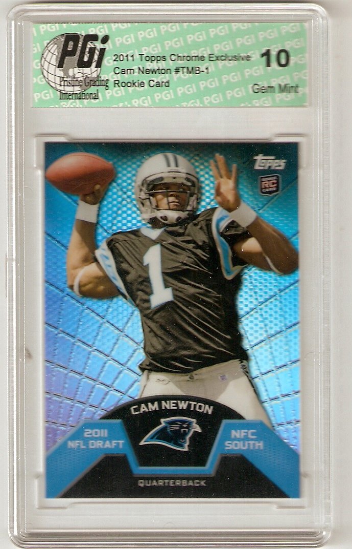 2011 Topps Chrome Cam Newton #1 QB Rookie Card - Panthers PGI 10 Graded - Perfect for NFL Collectors & Panthers Fans Display